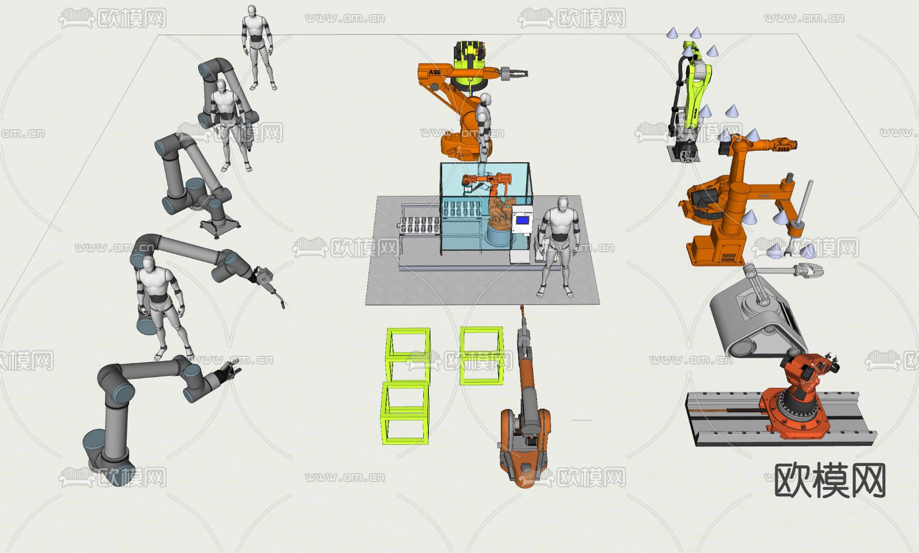 现代机械臂智能机器人su模型下载（渲染图4）