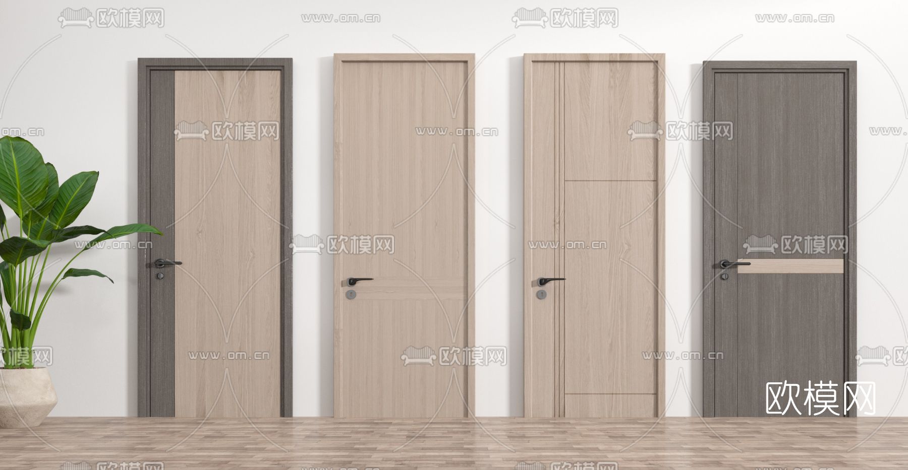现代单开门房门3d模型下载