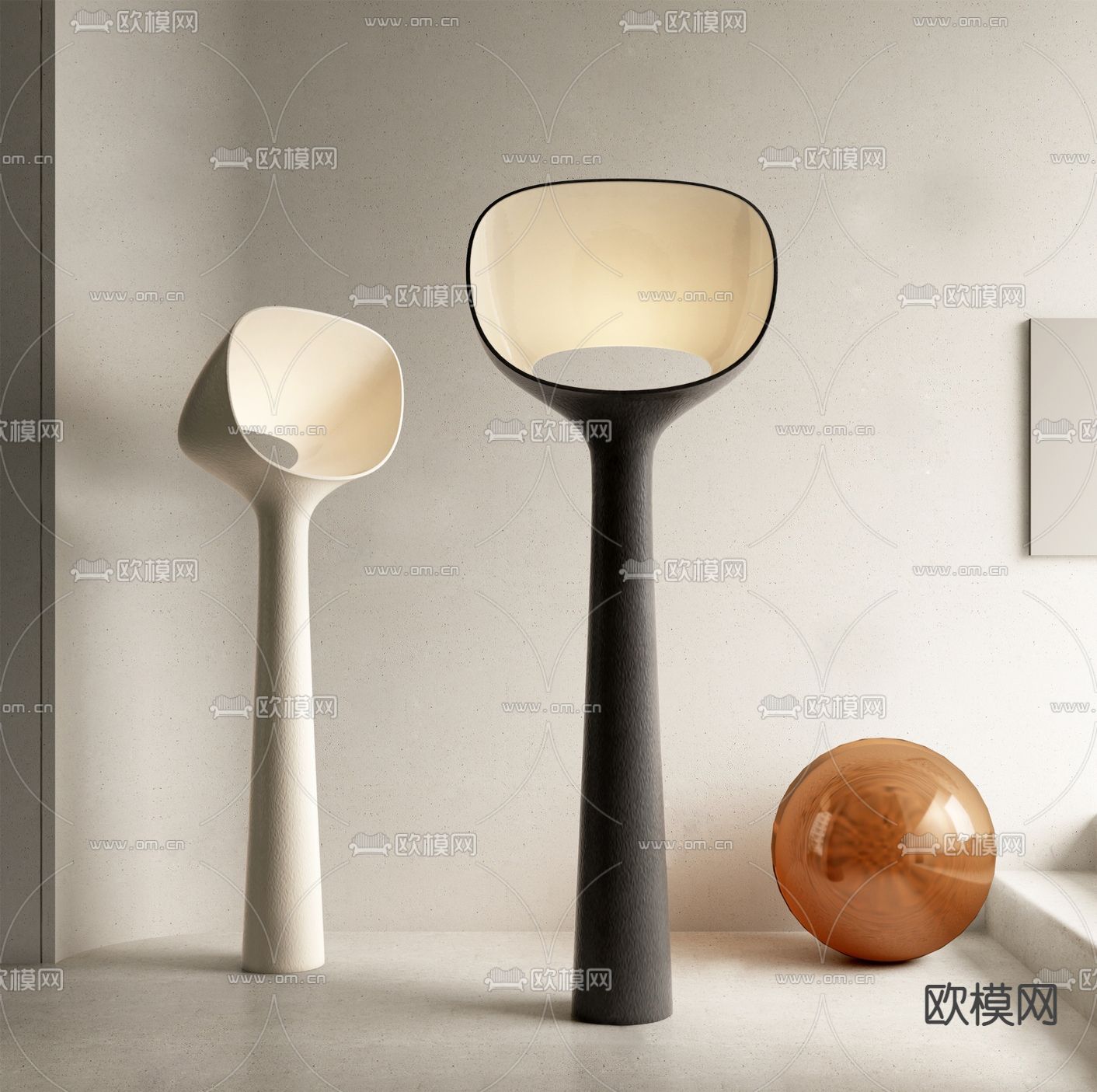 现代时尚落地灯su模型下载（渲染图1）