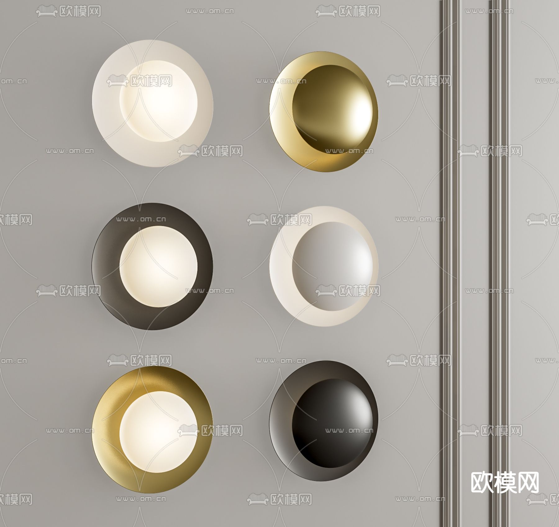 现代壁灯su模型下载（渲染图1）