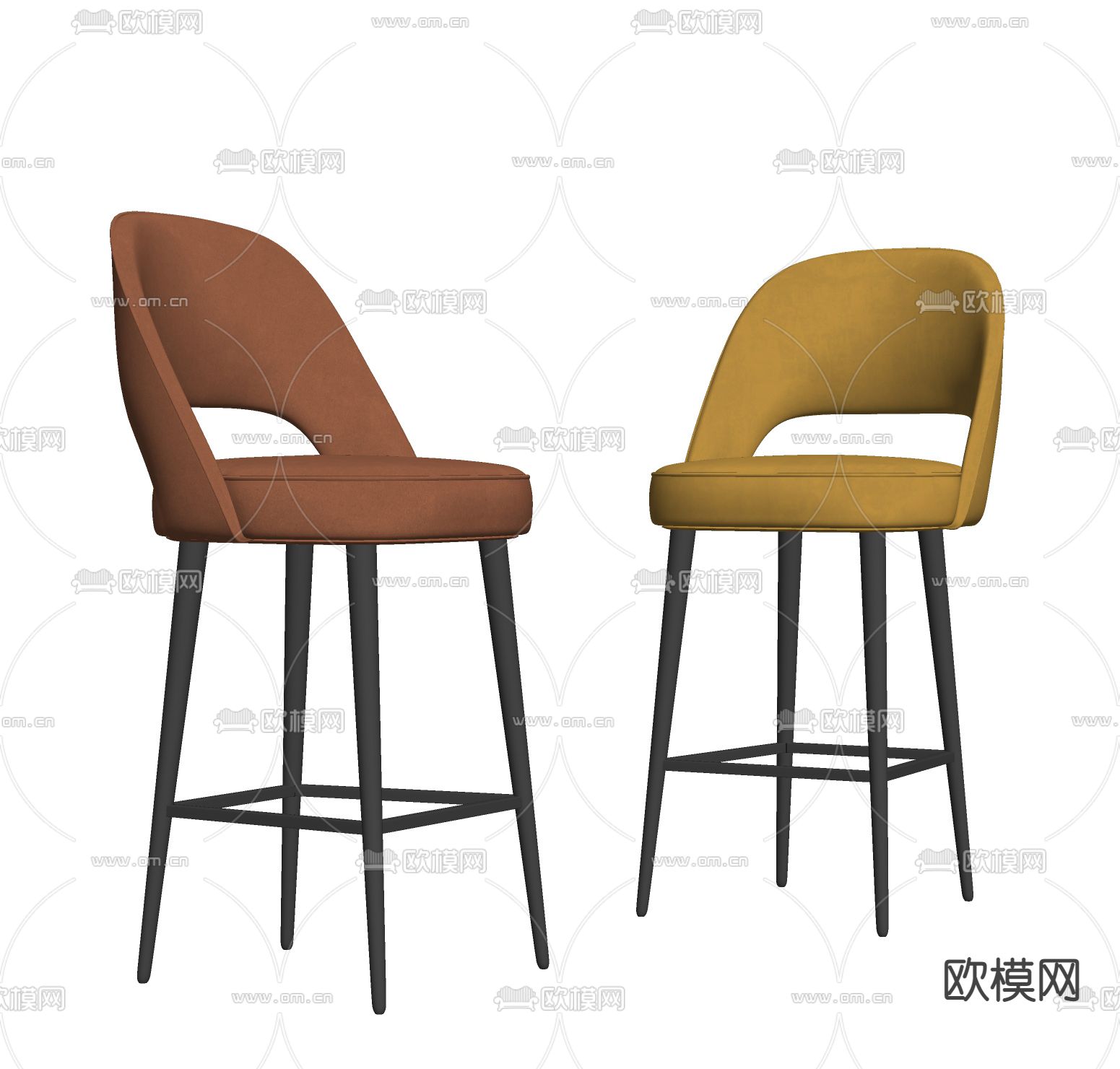现代靠背吧台椅su模型