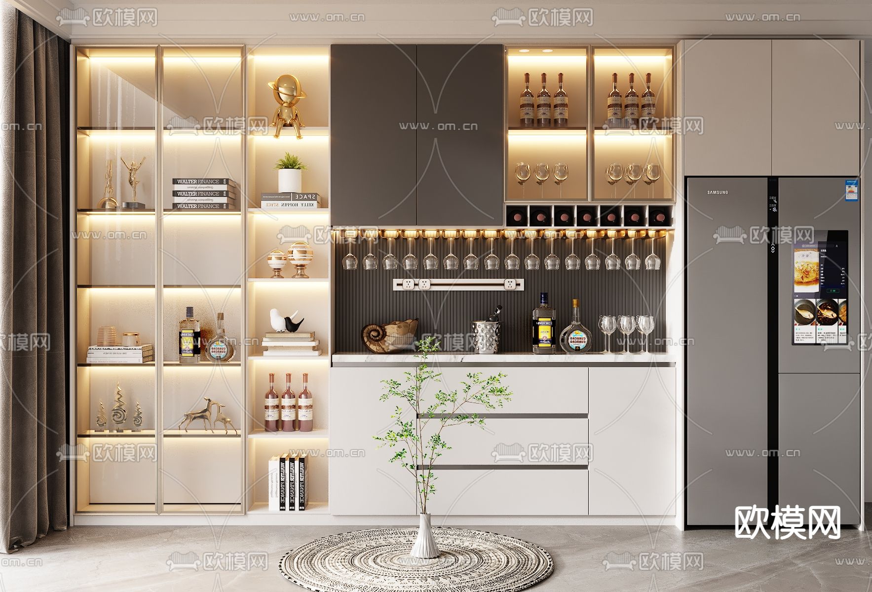 现代多功能酒柜3d模型下载