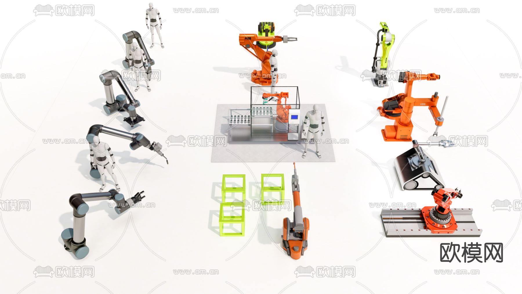 现代机械臂智能机器人su模型下载（渲染图2）