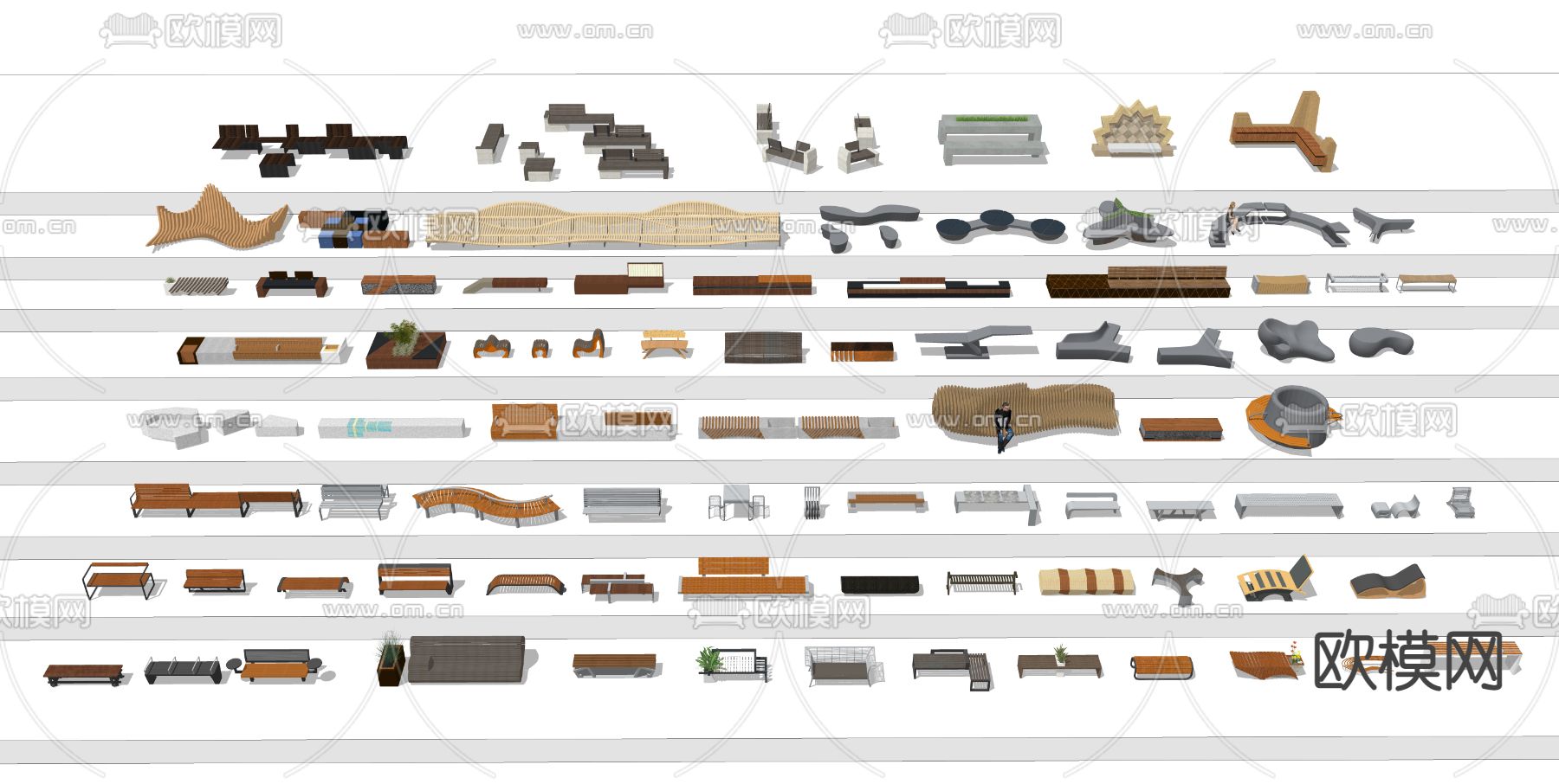 现代异形弧形户外椅子su模型下载（渲染图2）