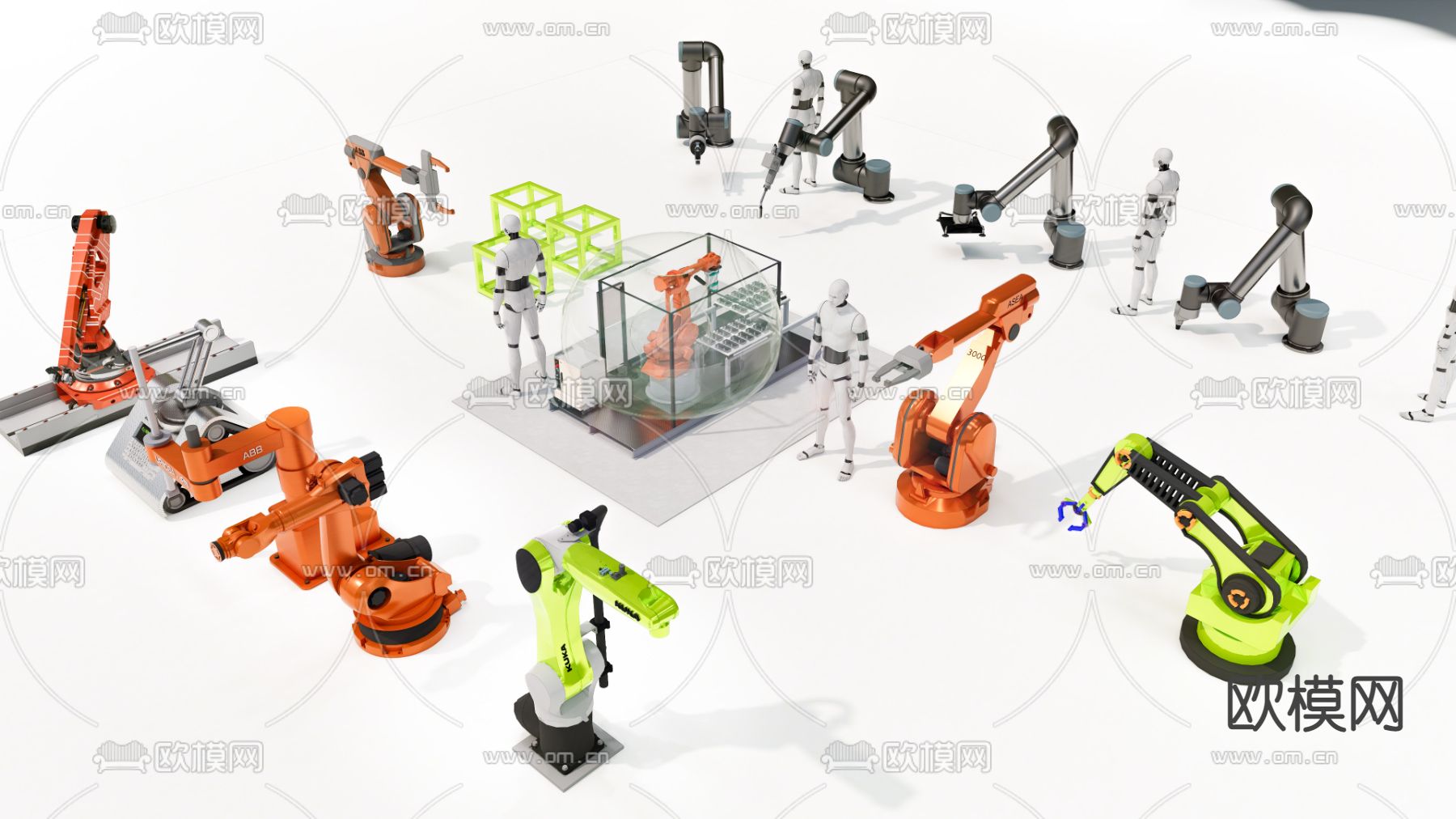 现代机械臂智能机器人su模型下载（渲染图1）