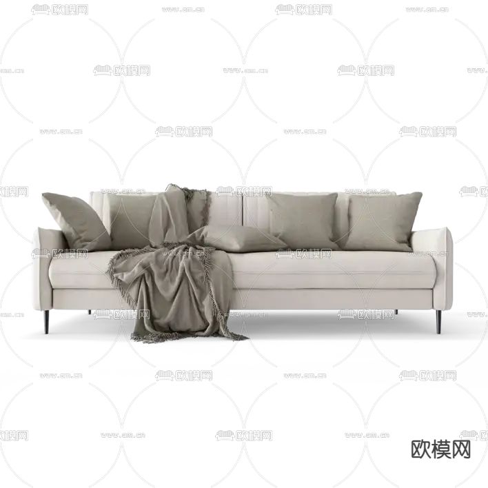 现代简约布艺多人沙发免费3d模型下载