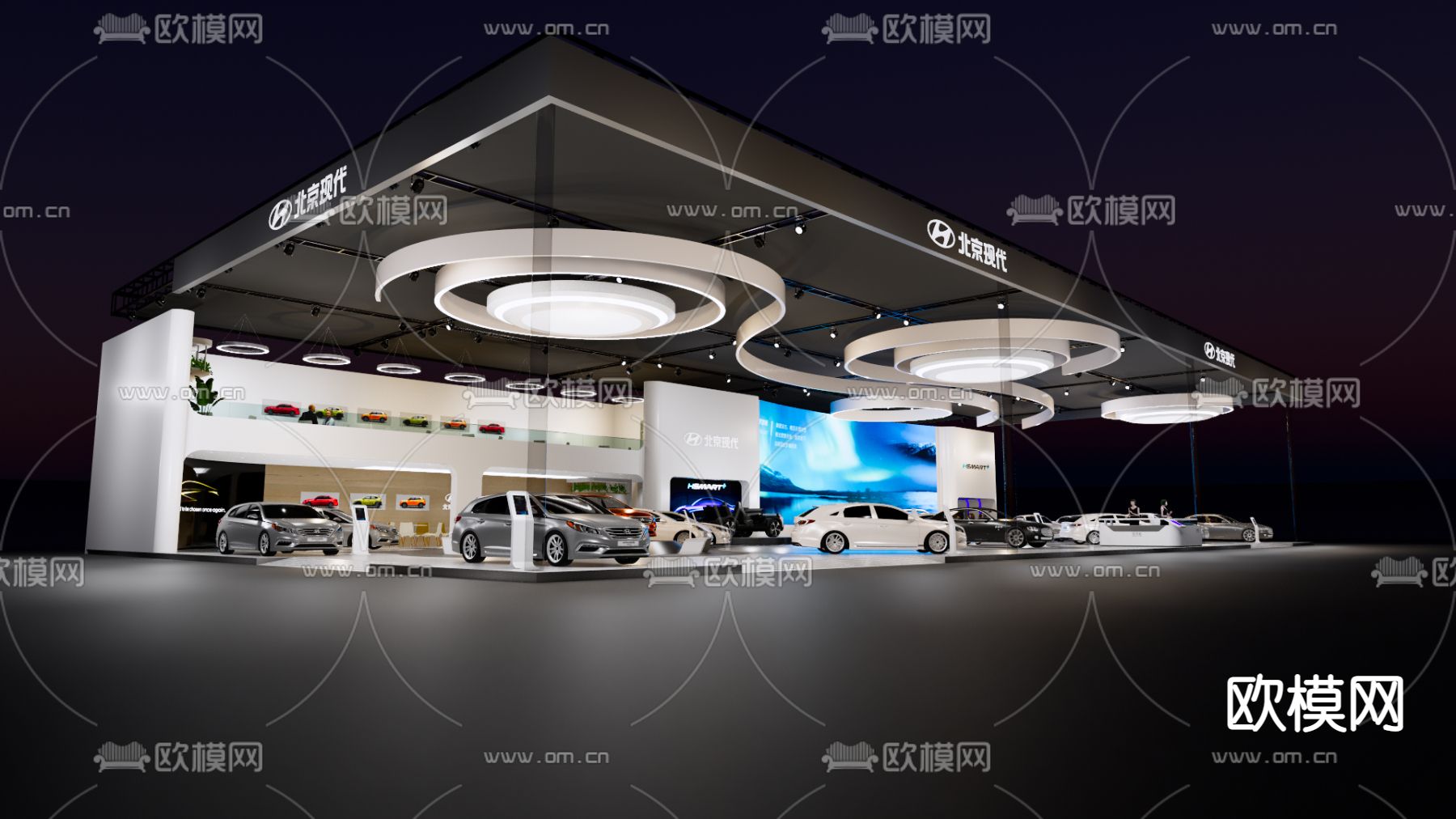 现代汽车展厅su模型下载（渲染图4）