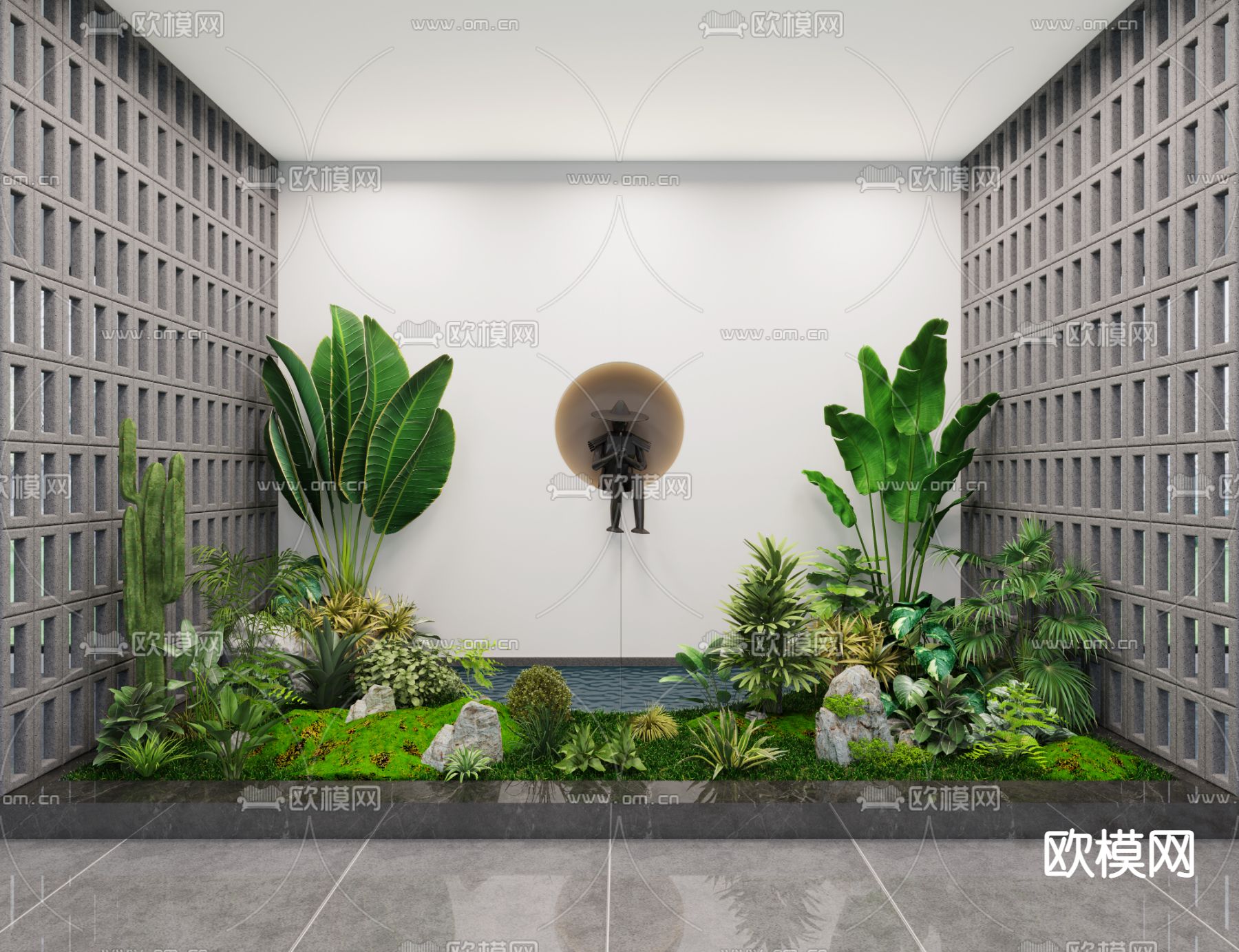 现代室内绿植景观小品3d模型下载_ID12090824_3dmax免费模型-欧模网