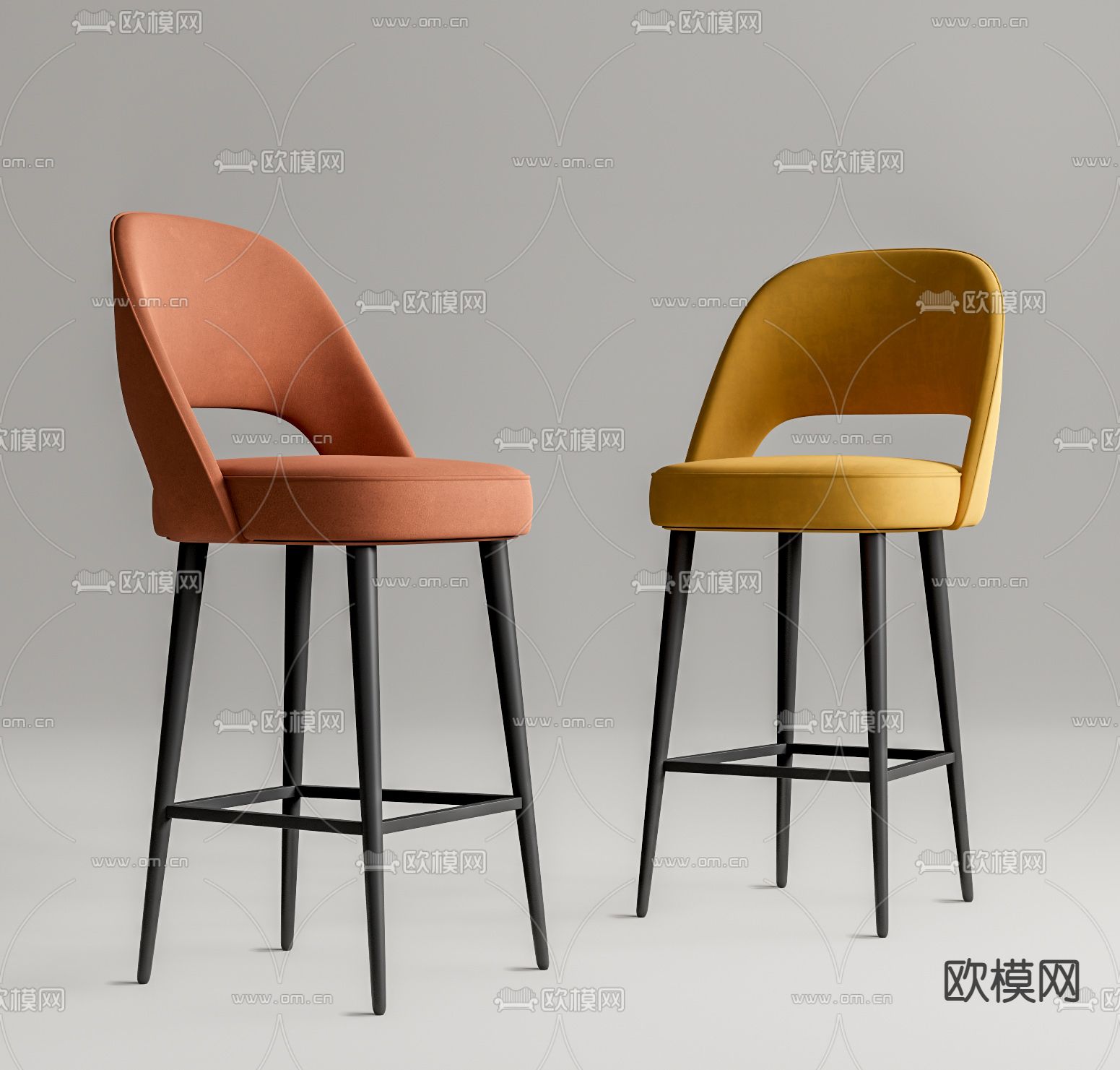 现代靠背吧台椅su模型