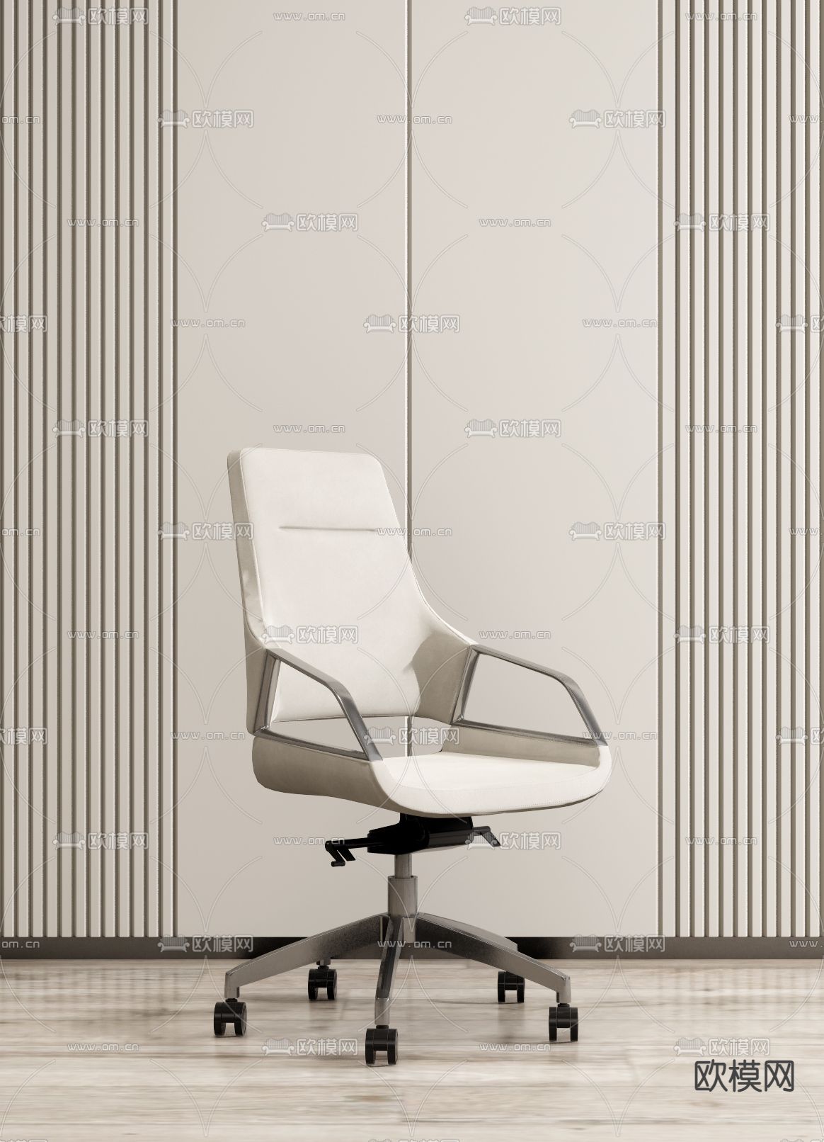 奶油风办公转椅su模型下载（渲染图1）