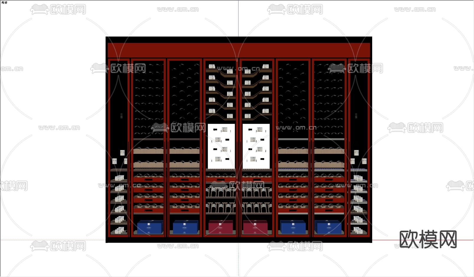 现代轻奢酒柜su模型下载（渲染图2）