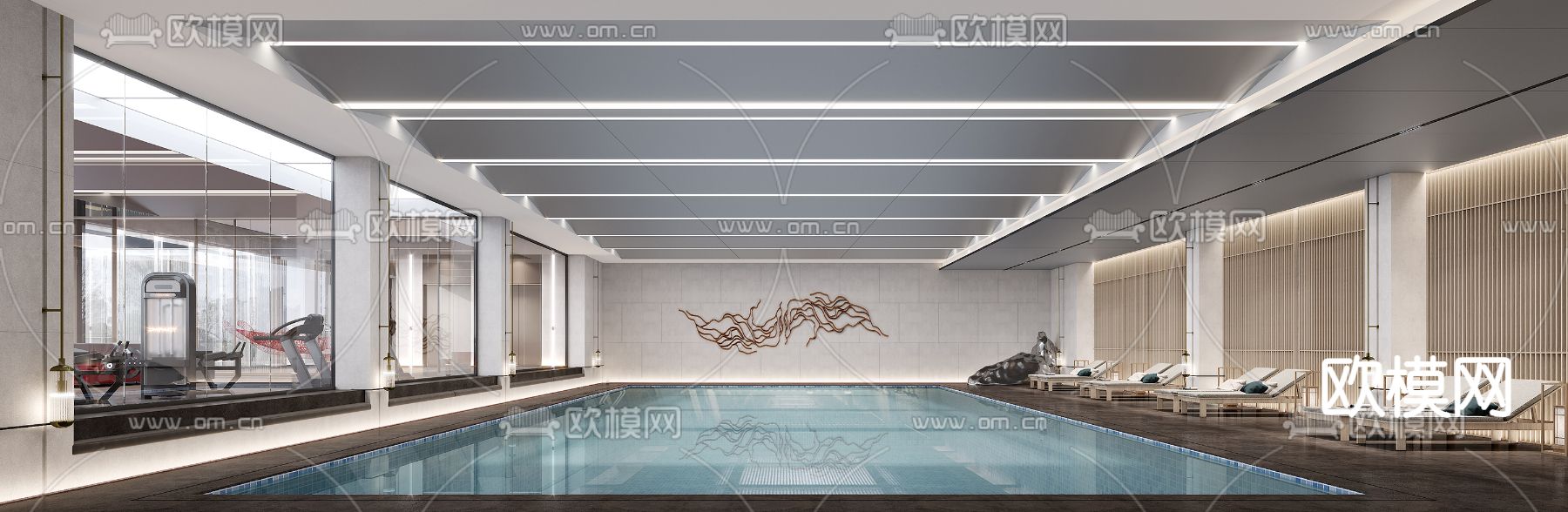 新中式轻奢健身房3d模型下载（渲染图5）