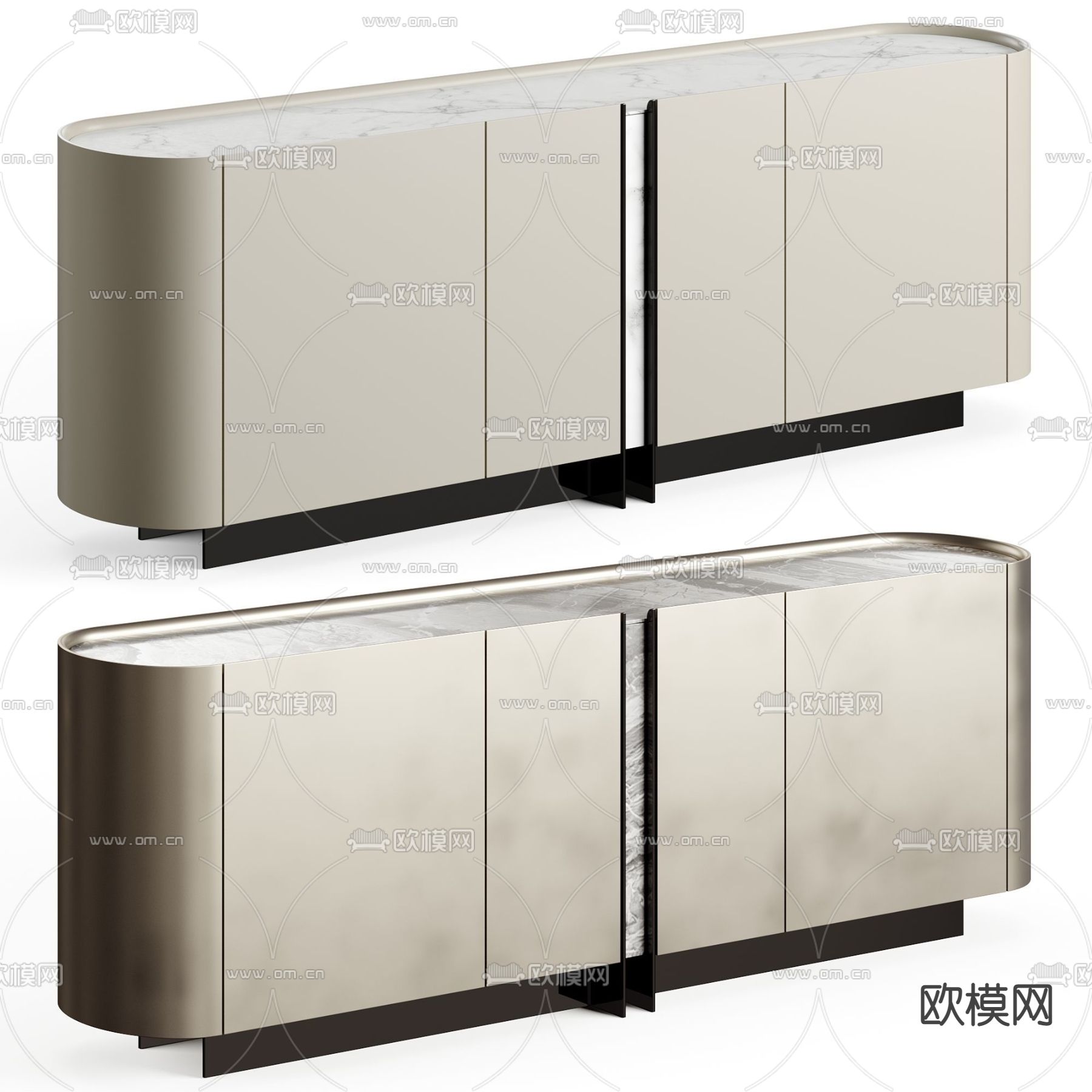 Cattelan Italia 现代椭圆边柜su模型下载（渲染图4）