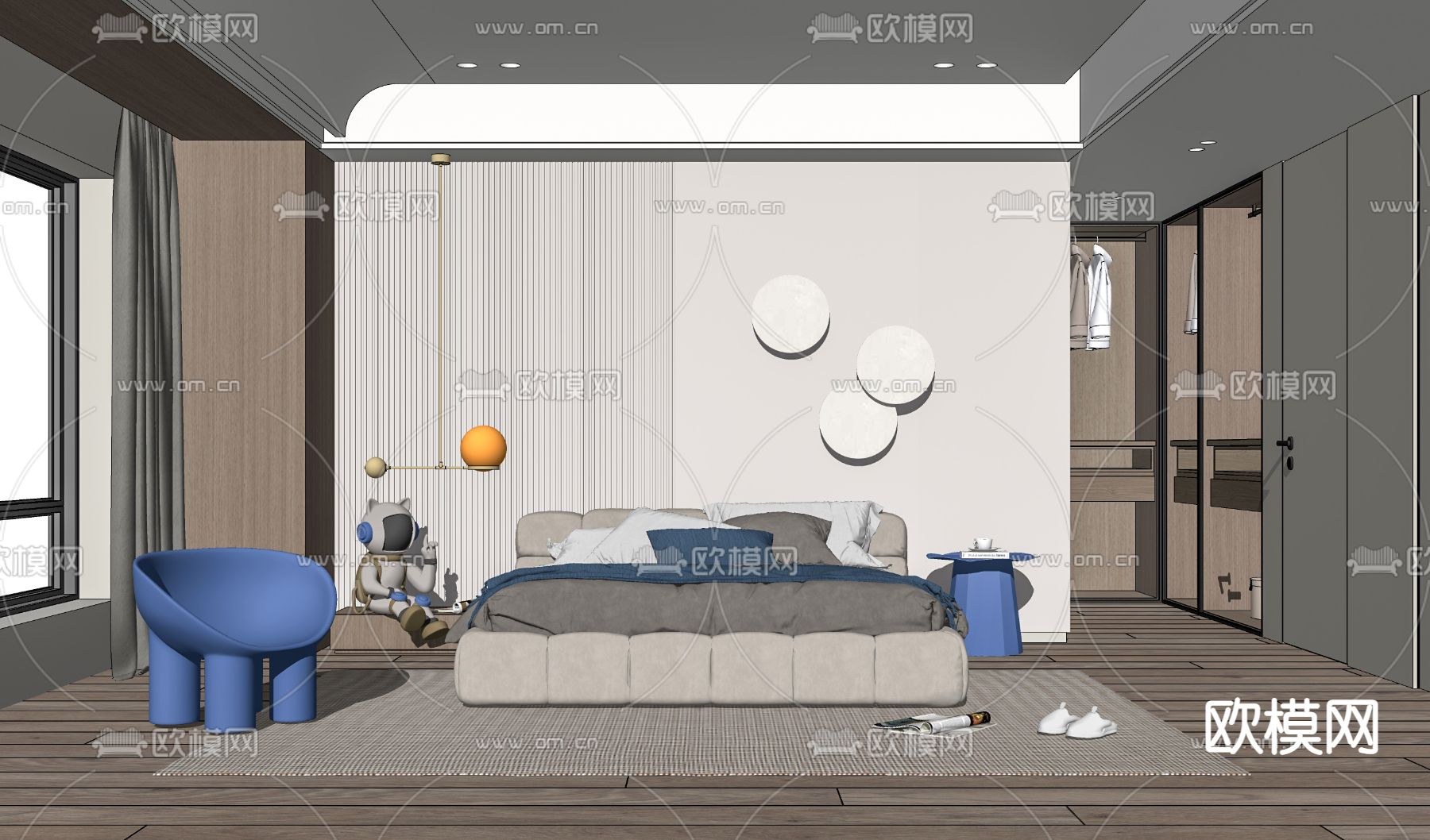 B&B Italia现代卧室su模型下载（渲染图2）