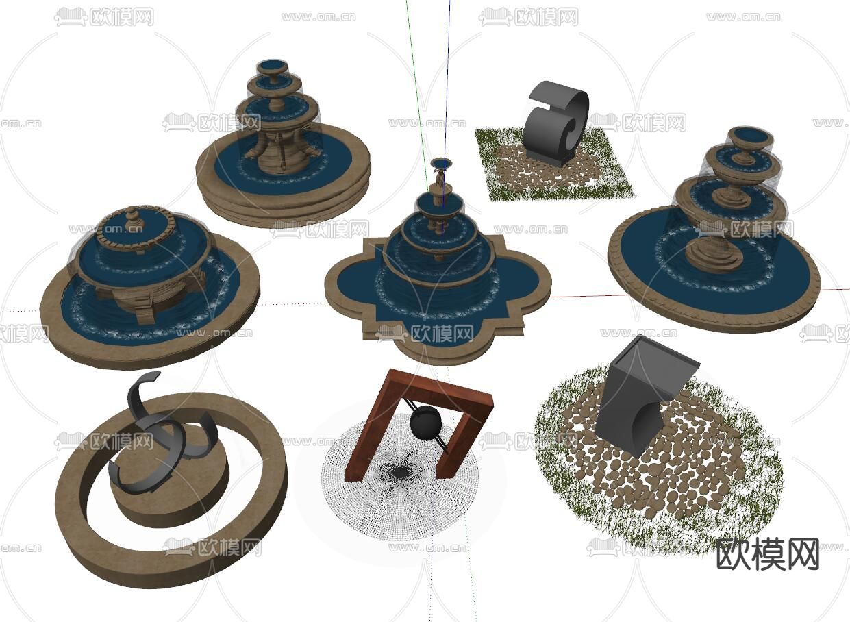 欧式喷泉小品su模型下载（渲染图2）