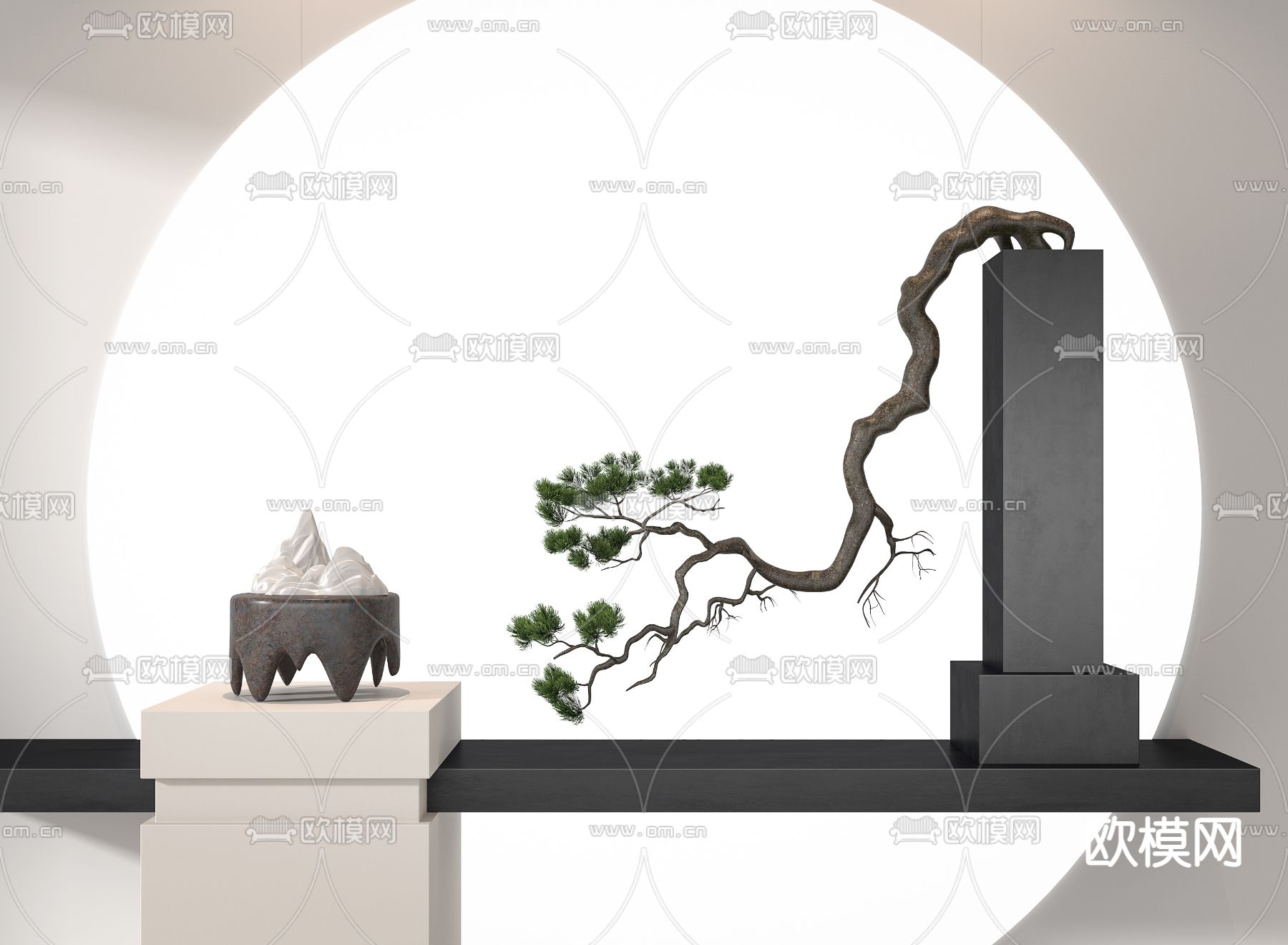松树绿植盆栽3d模型下载