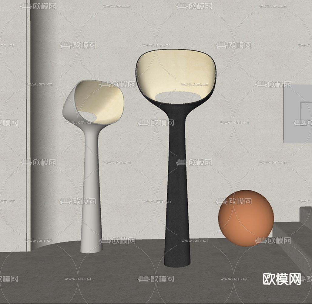 现代时尚落地灯su模型下载（渲染图2）