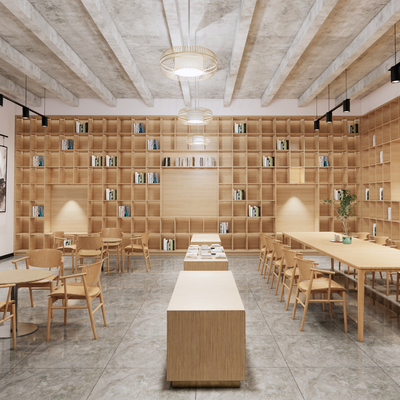  现代书吧阅读室su模型 