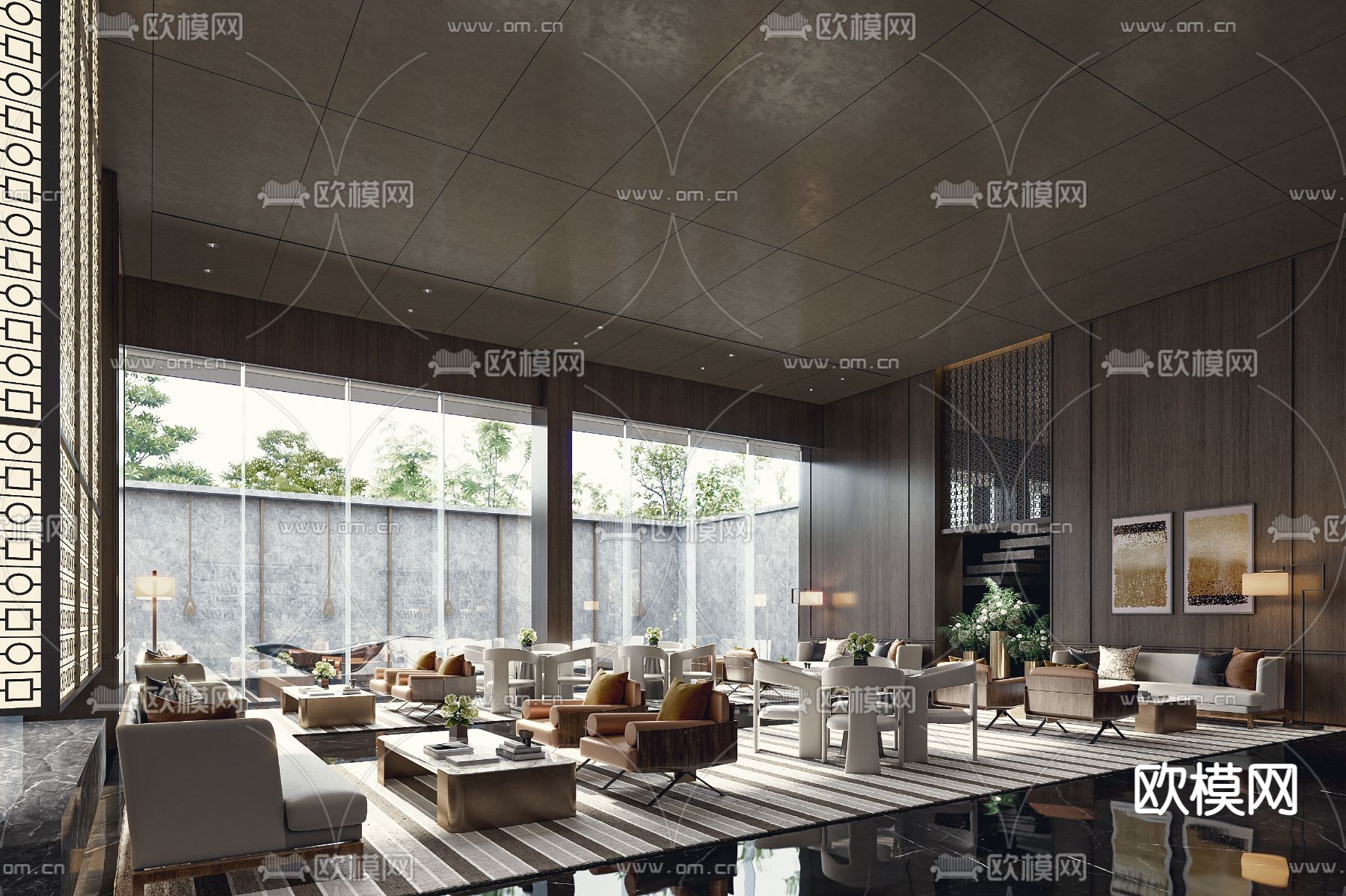 现代轻奢售楼处休息区3d模型下载