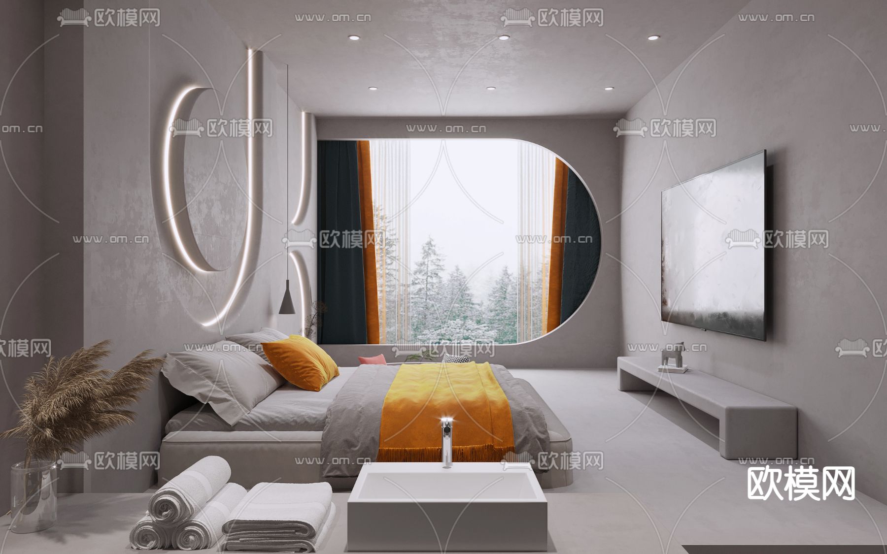 侘寂民宿客房3d模型下载（渲染图2）