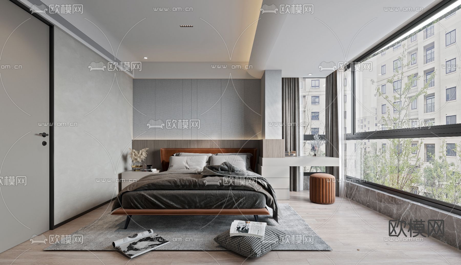 现代高级灰主卧3d模型下载