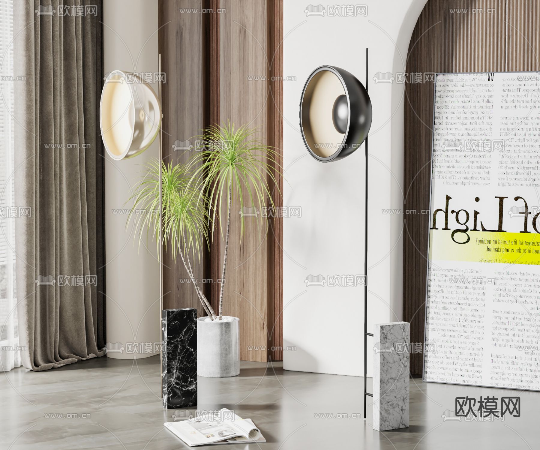 现代轻奢落地灯3d模型下载