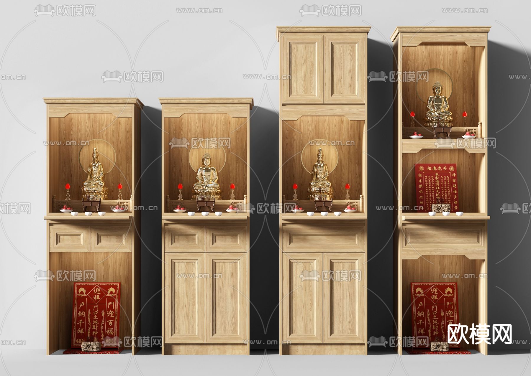 新中式佛龛神位3d模型下载