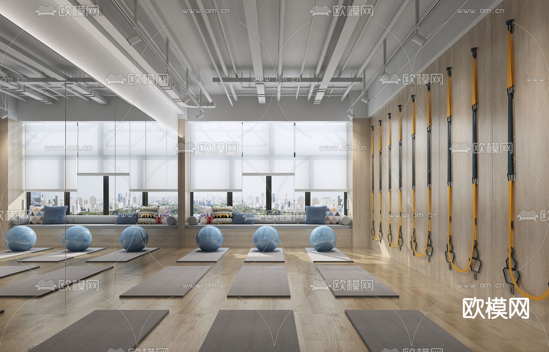 现代瑜伽室3d模型下载（渲染图3）