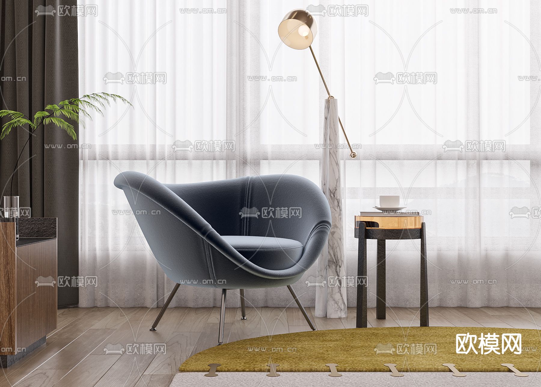 molteni&C现代皮革沙发3d模型下载