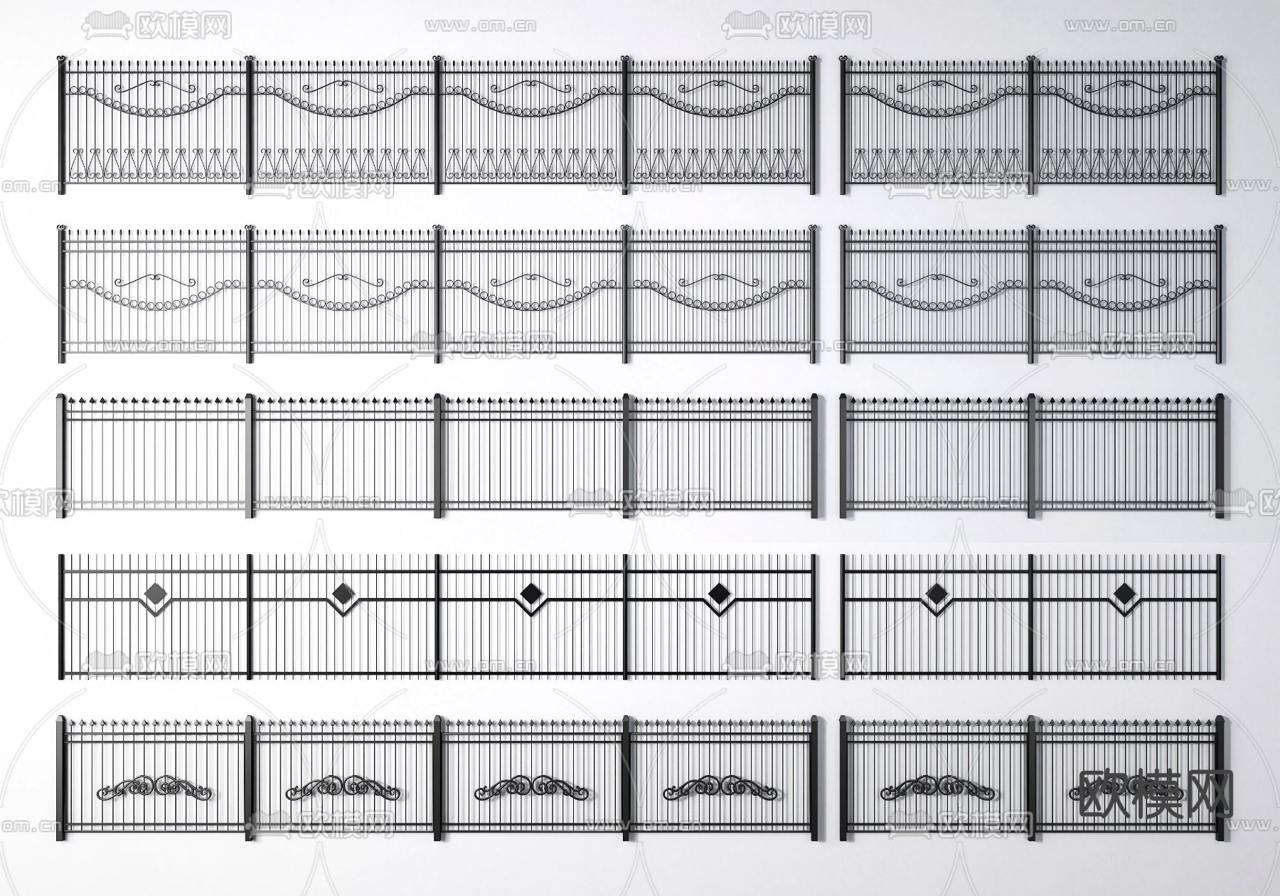 现代栏杆护栏围栏3d模型下载