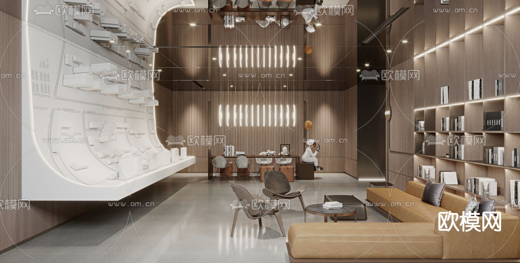 现代轻奢酒吧静吧3d模型下载（渲染图1）