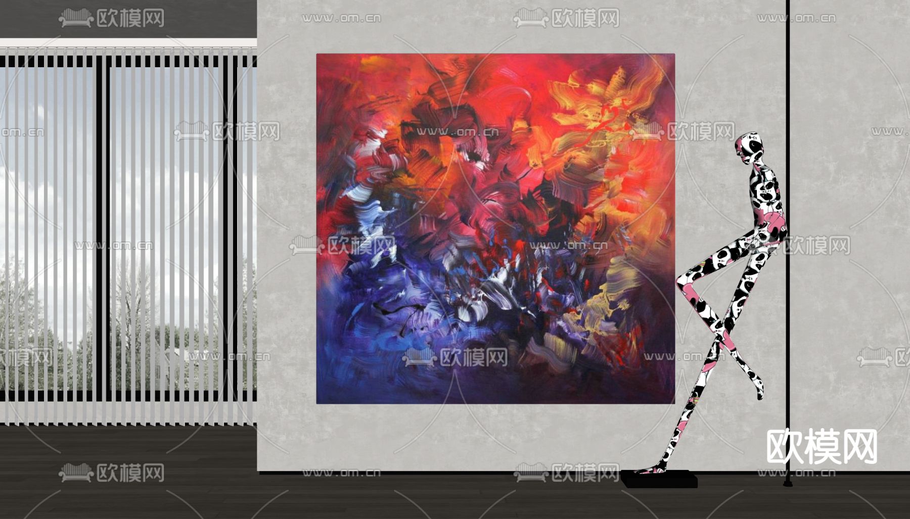 现代抽象装饰挂画su模型