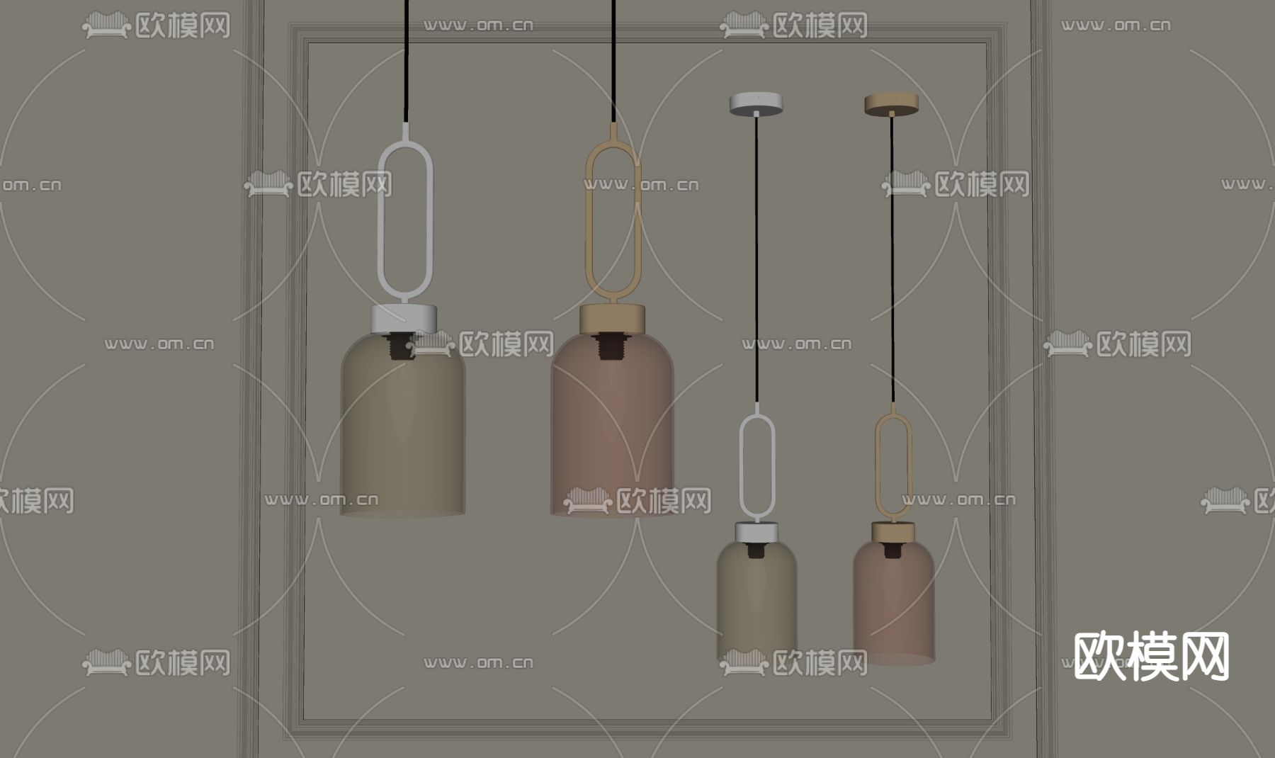现代玻璃吊灯su模型下载（渲染图2）