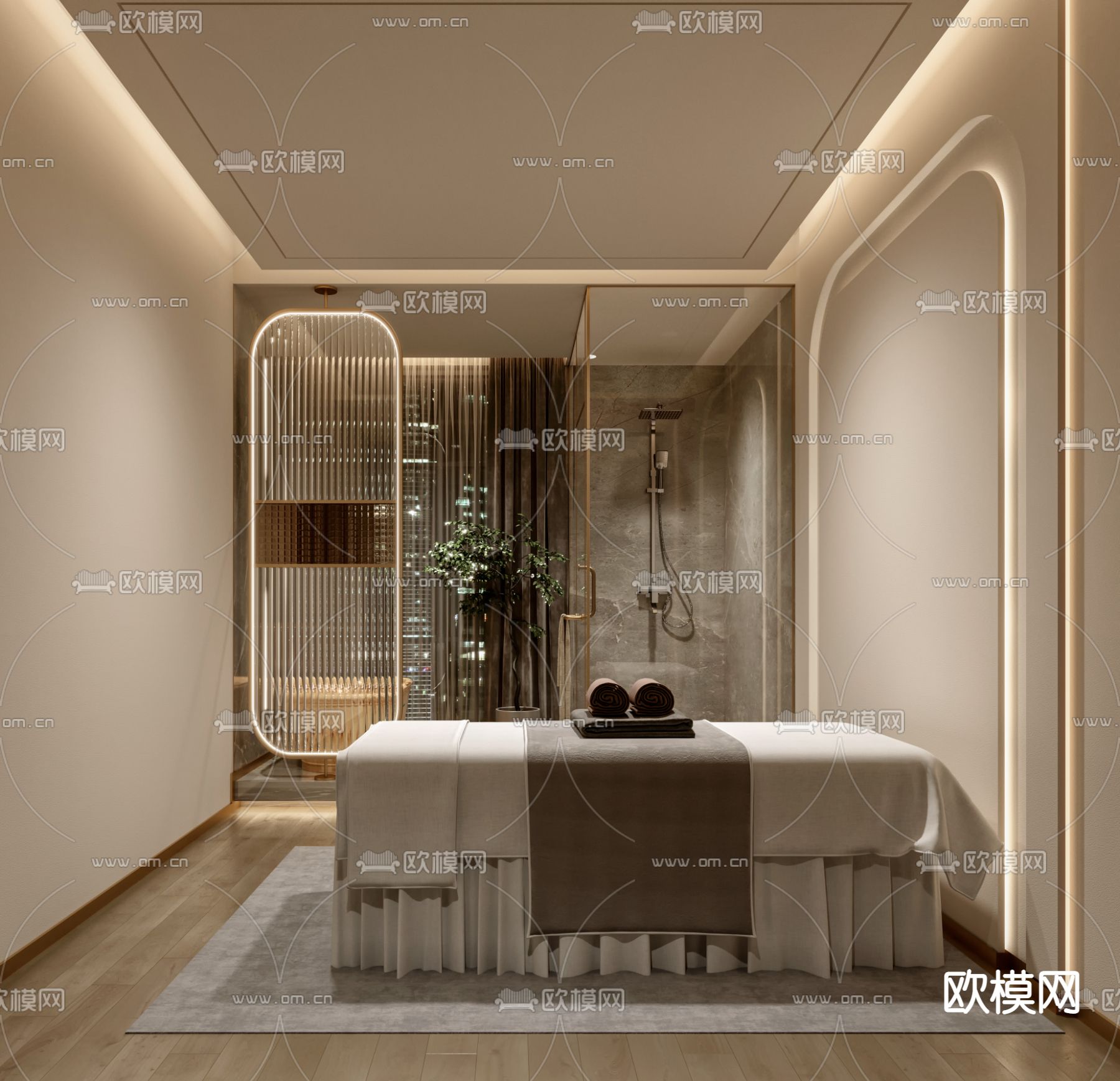 侘寂SPA美容包间3d模型下载