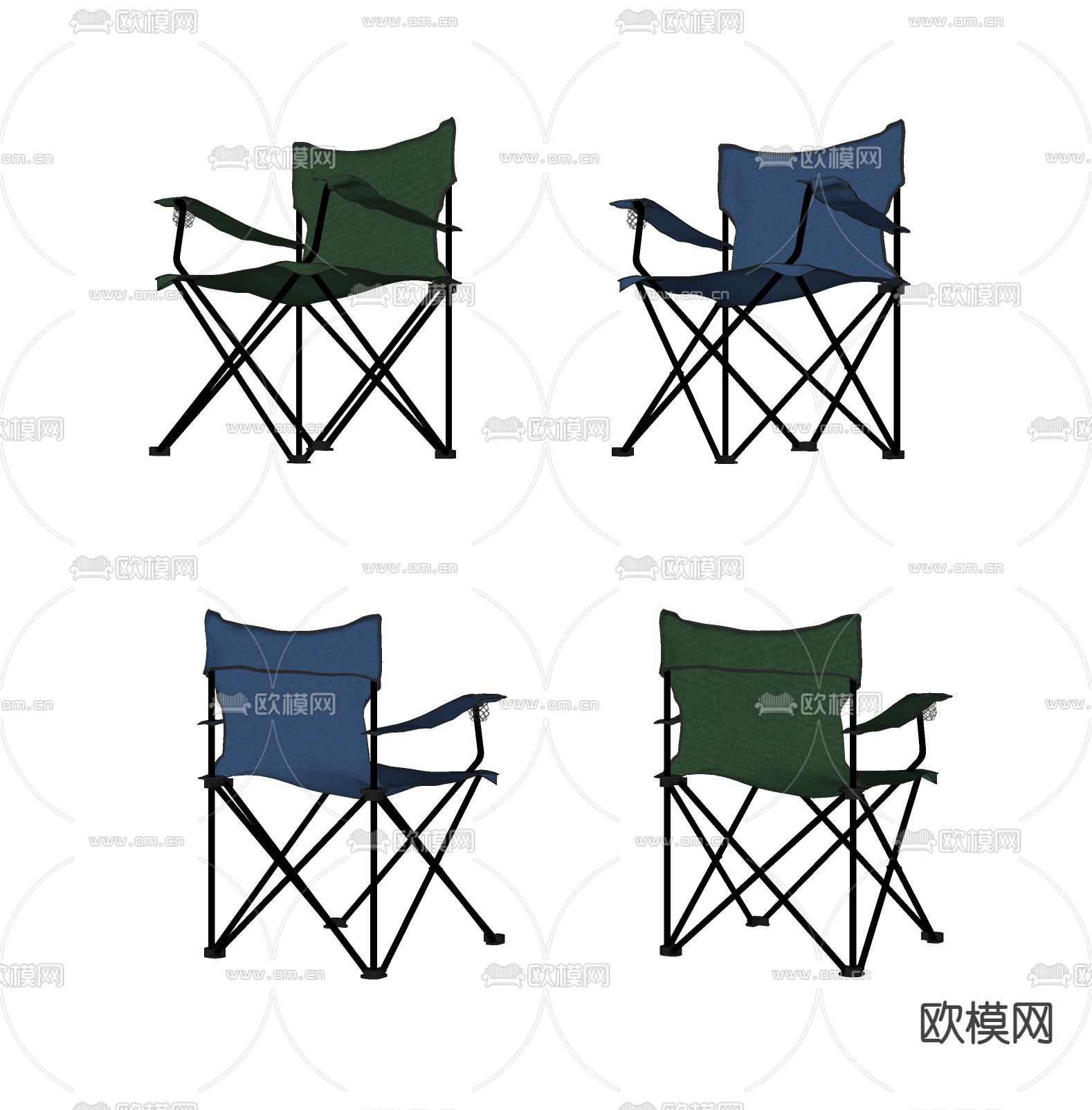 现代户外渔夫椅折叠椅su模型下载（渲染图2）