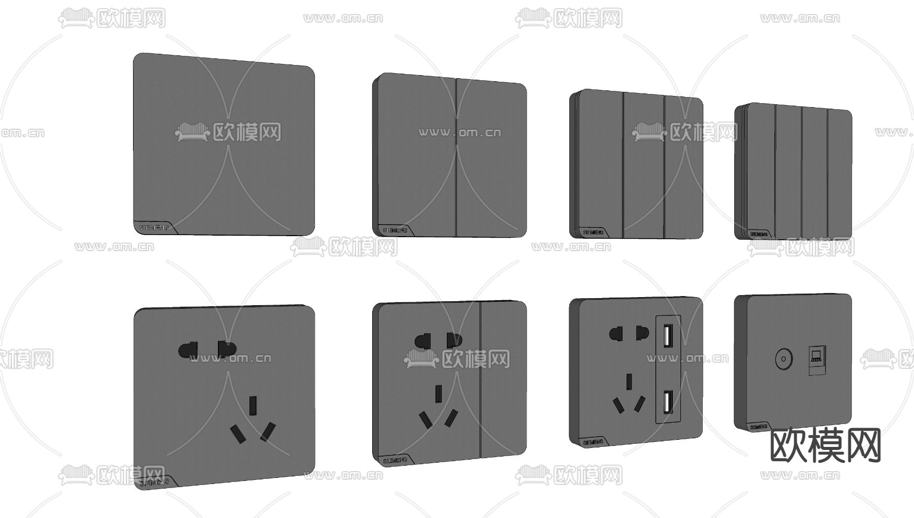 现代开关插座su模型