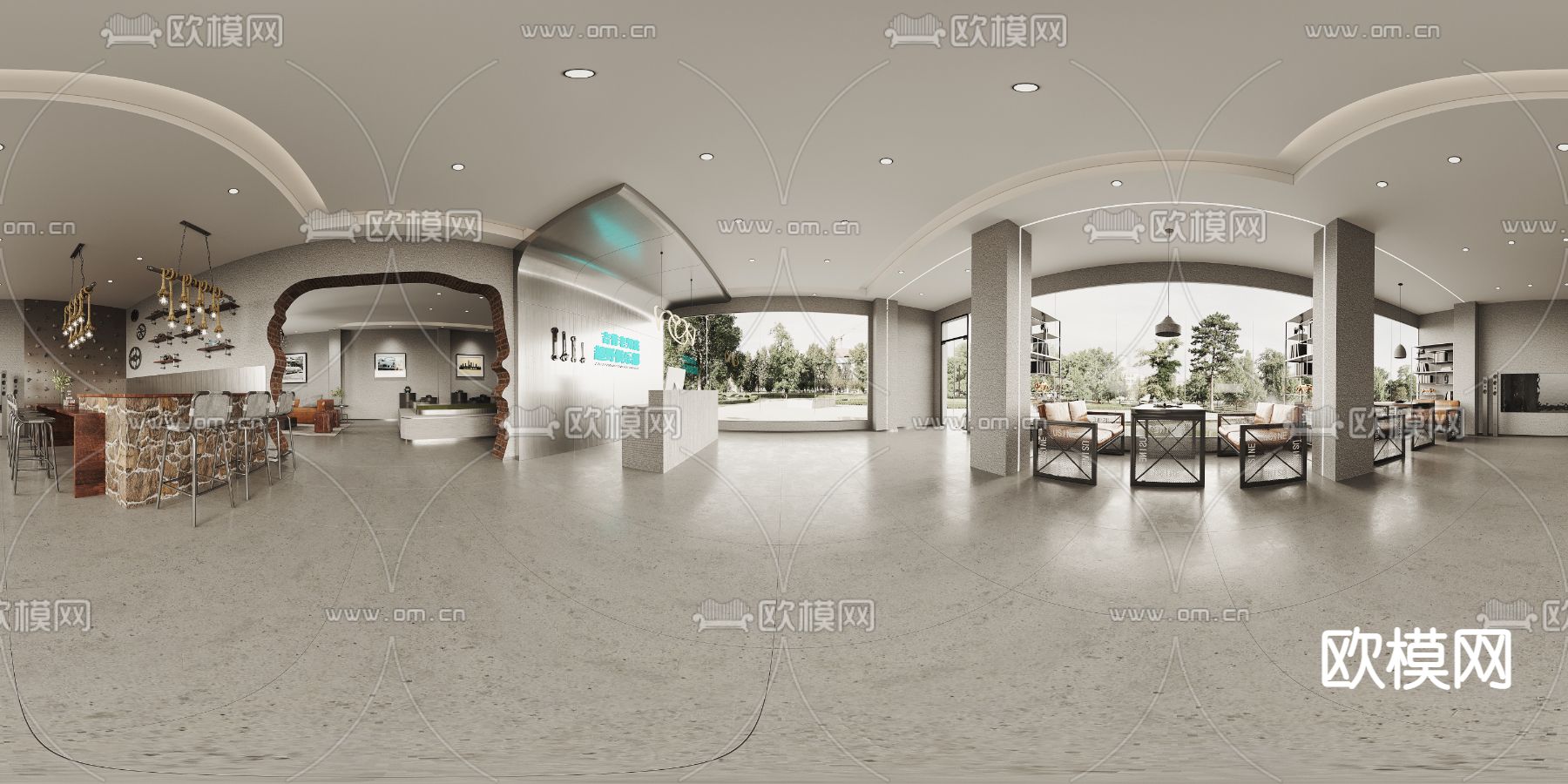工业风越野车俱乐部vr全景3d模型