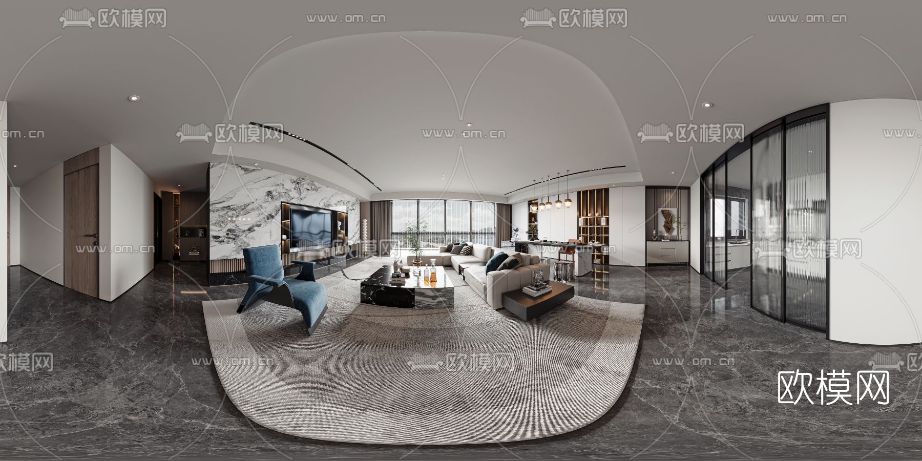 现代客厅vr全景3d模型下载_ID12095175_3dmax免费模型-欧模网