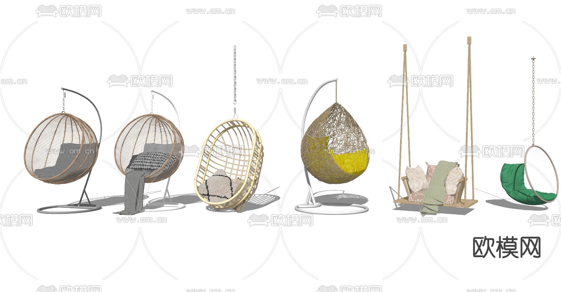 侘寂编织吊椅su模型下载