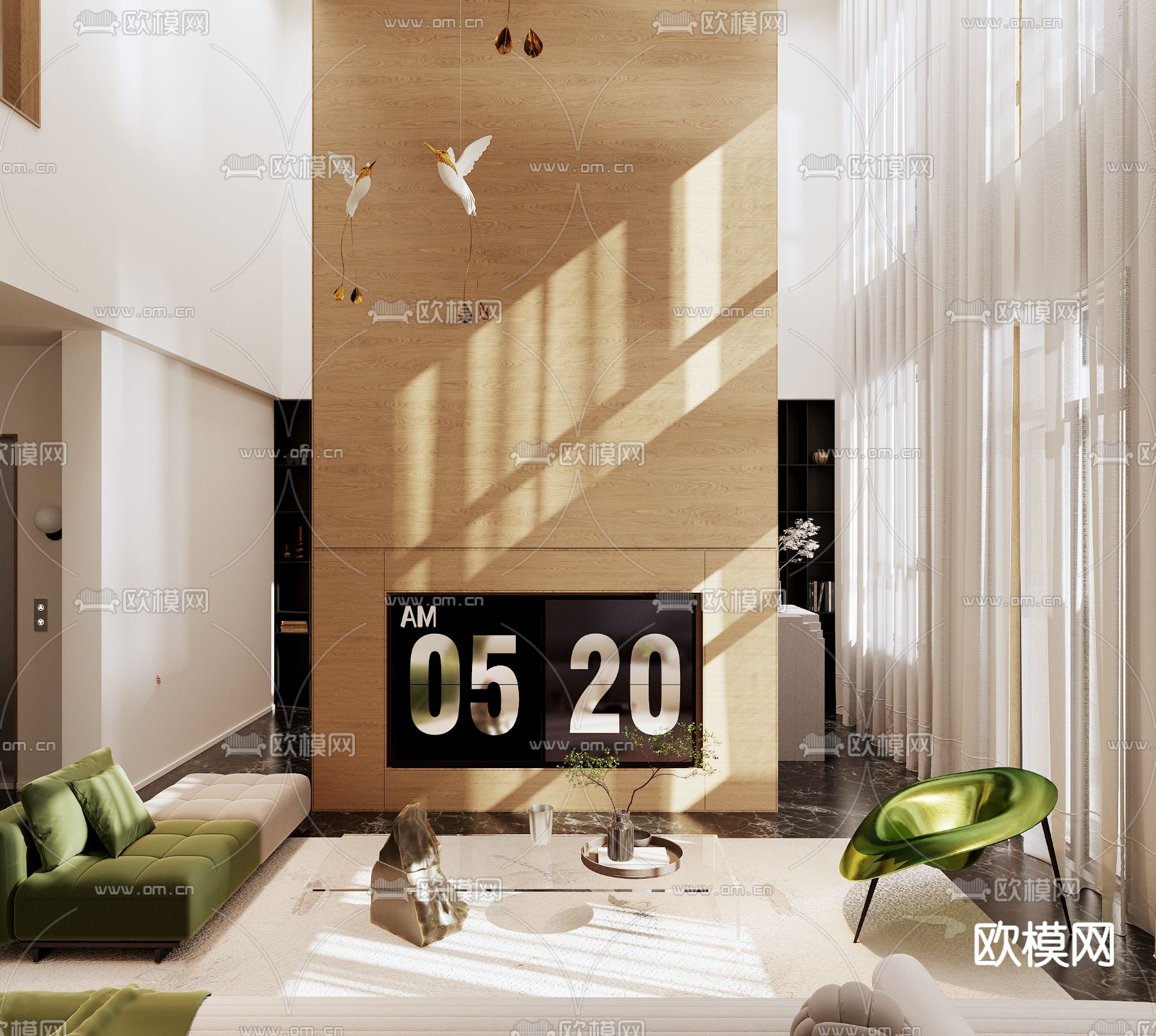 现代别墅大堂餐厅su模型下载（渲染图4）