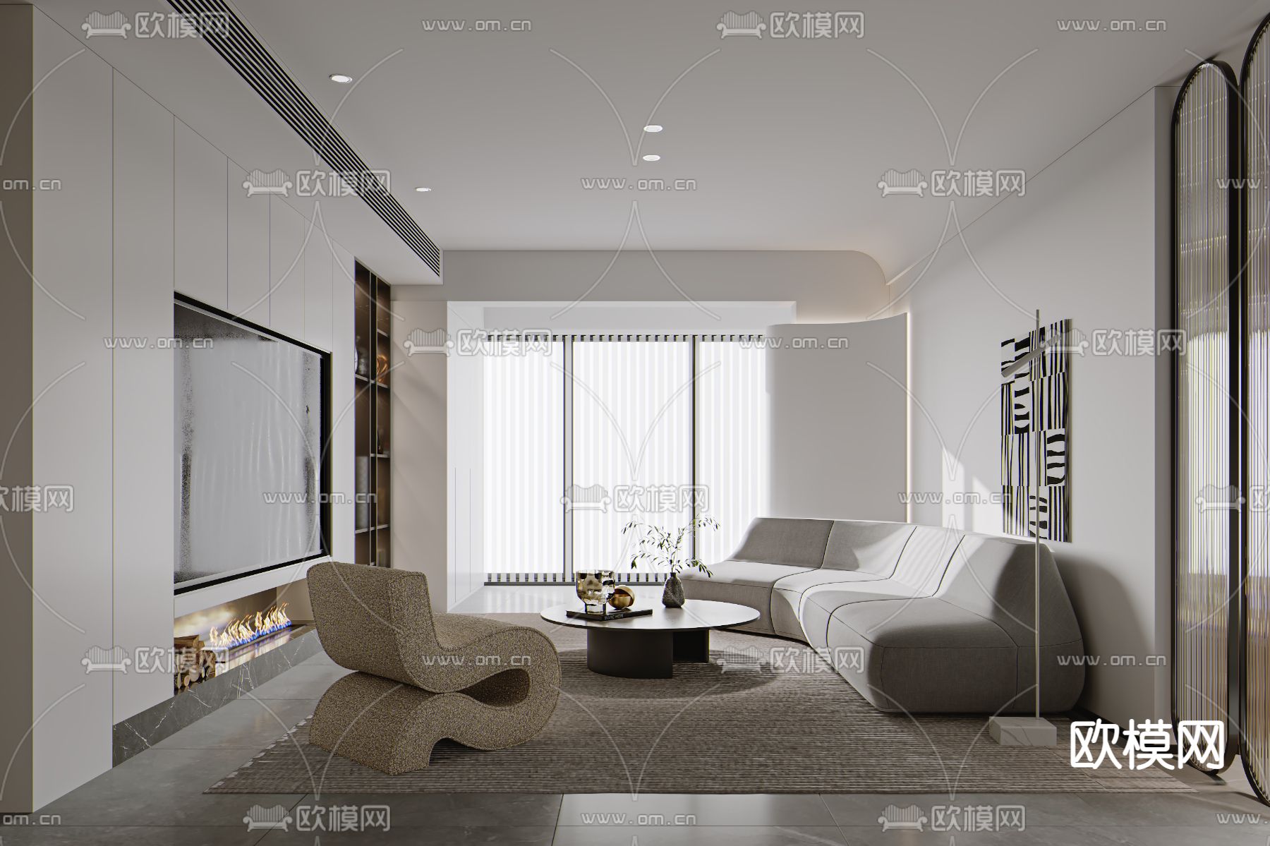 现代简约客厅3d模型