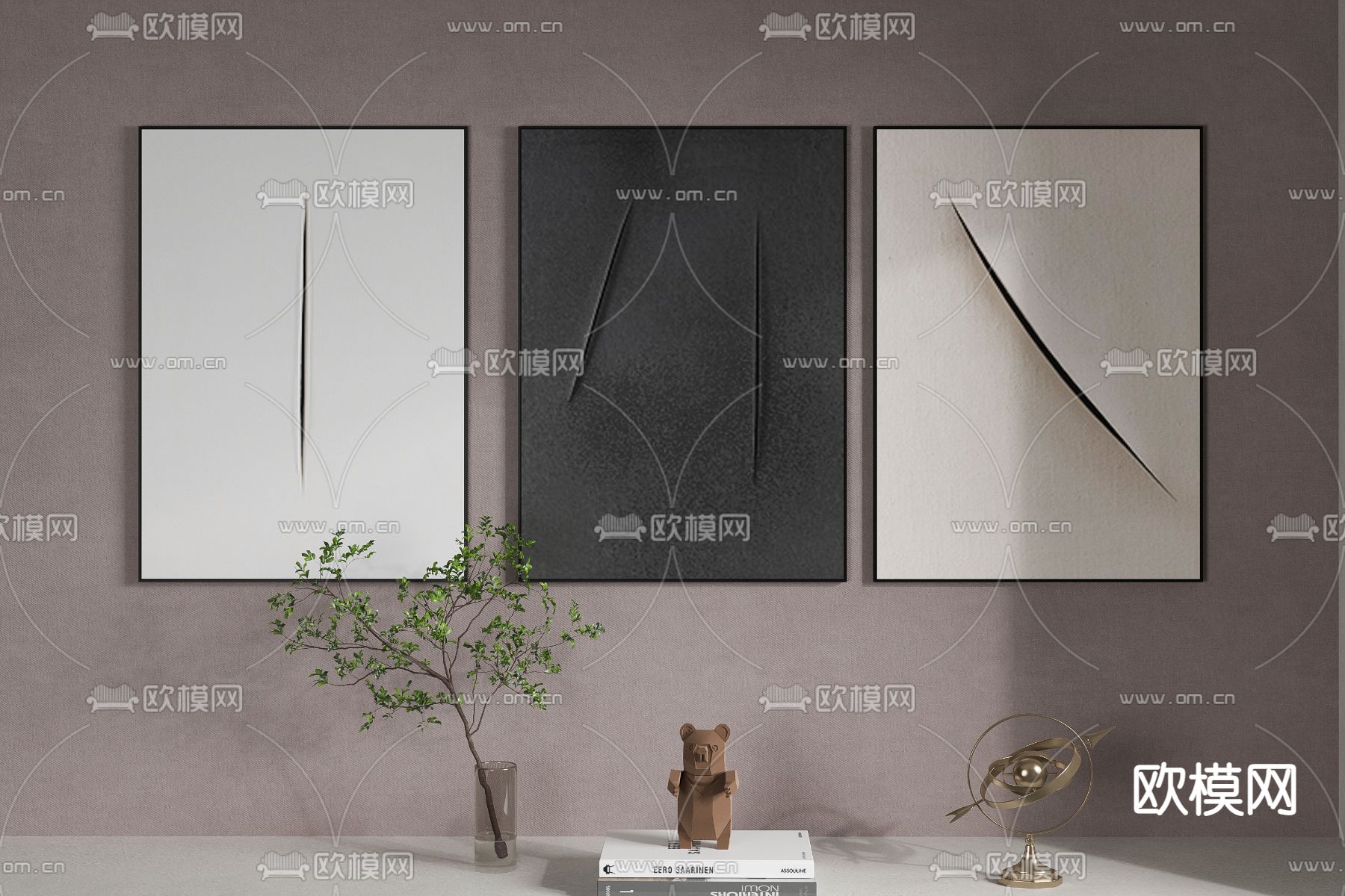 现代黑白创意装饰画3d模型下载