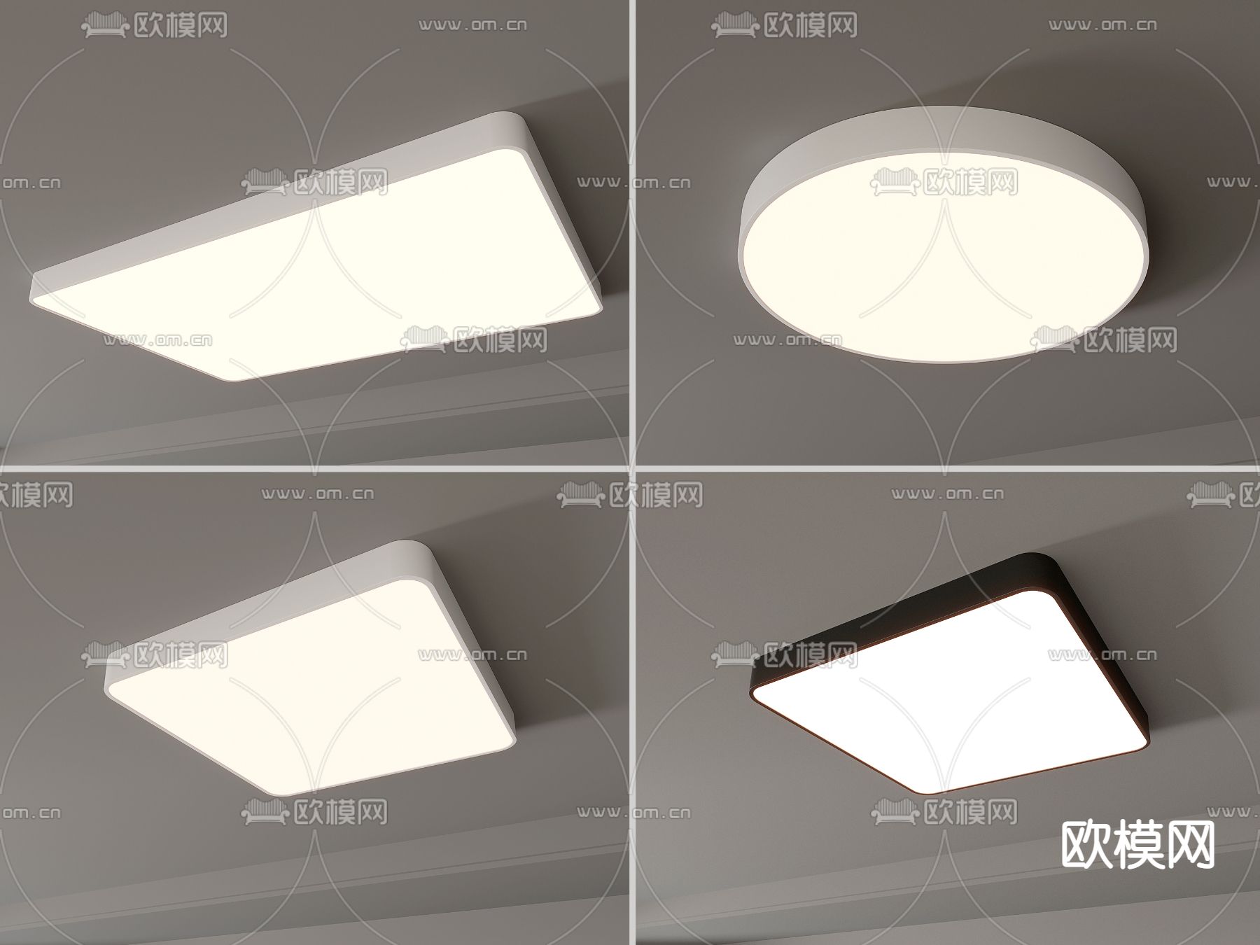 现代几何吸顶灯免费3d模型下载（渲染图1）