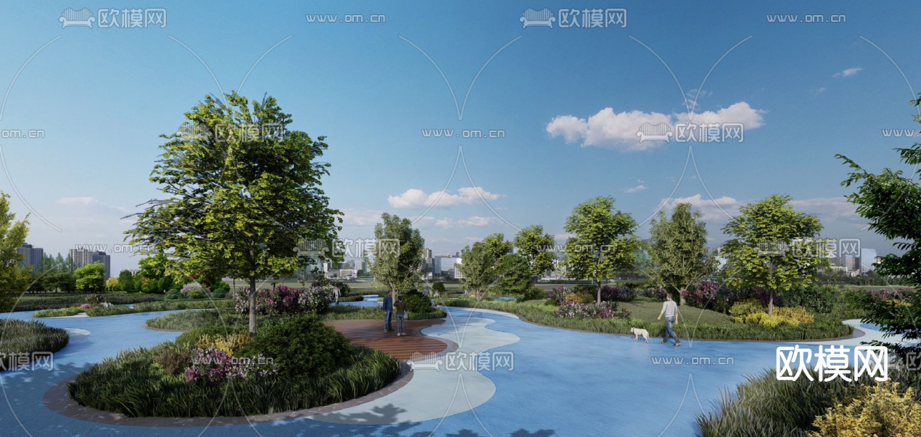 现代城市口袋公园su模型下载（渲染图4）