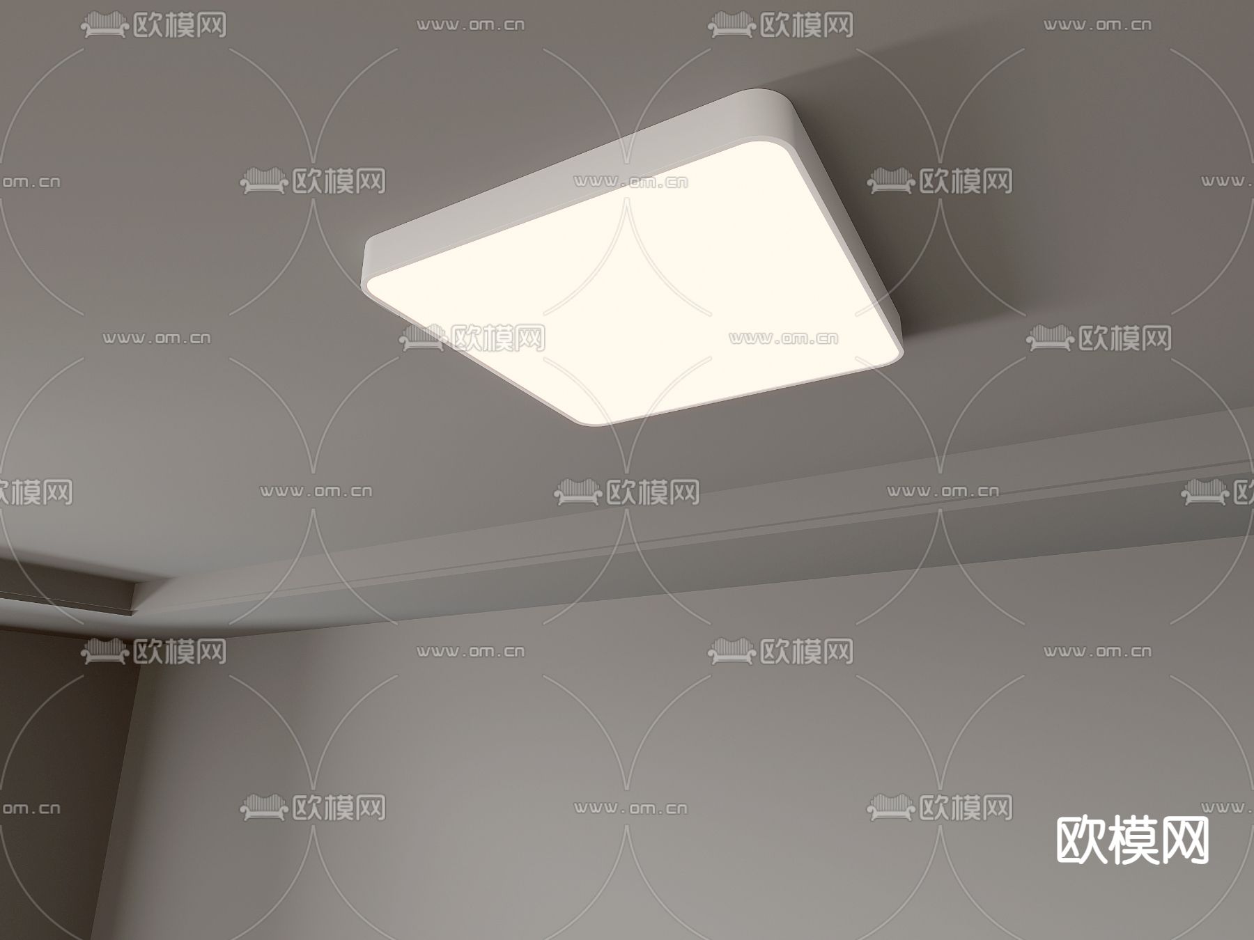 现代几何吸顶灯免费3d模型下载（渲染图4）