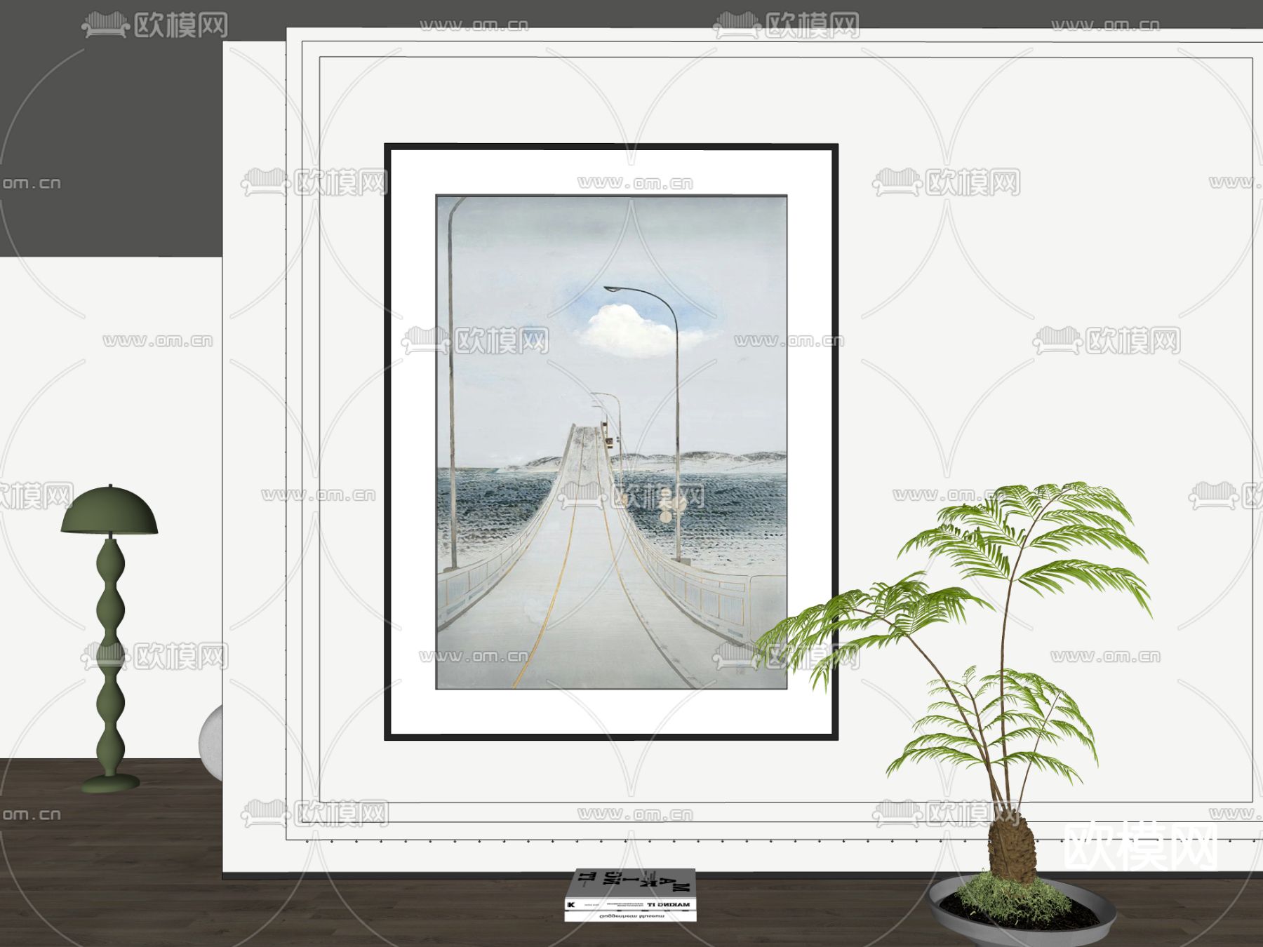 现代装饰挂画su模型下载（渲染图2）