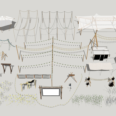  现代户外露营氛围灯su模型 