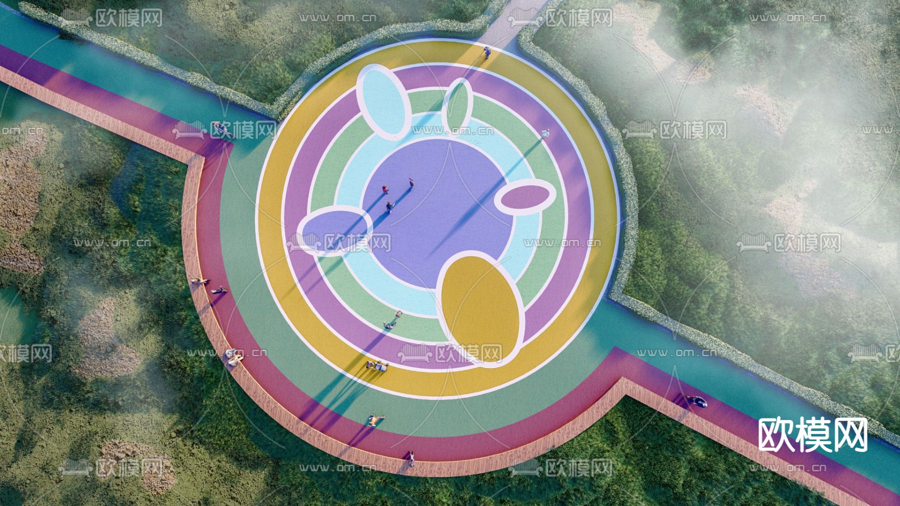 现代城市口袋公园su模型下载（渲染图3）