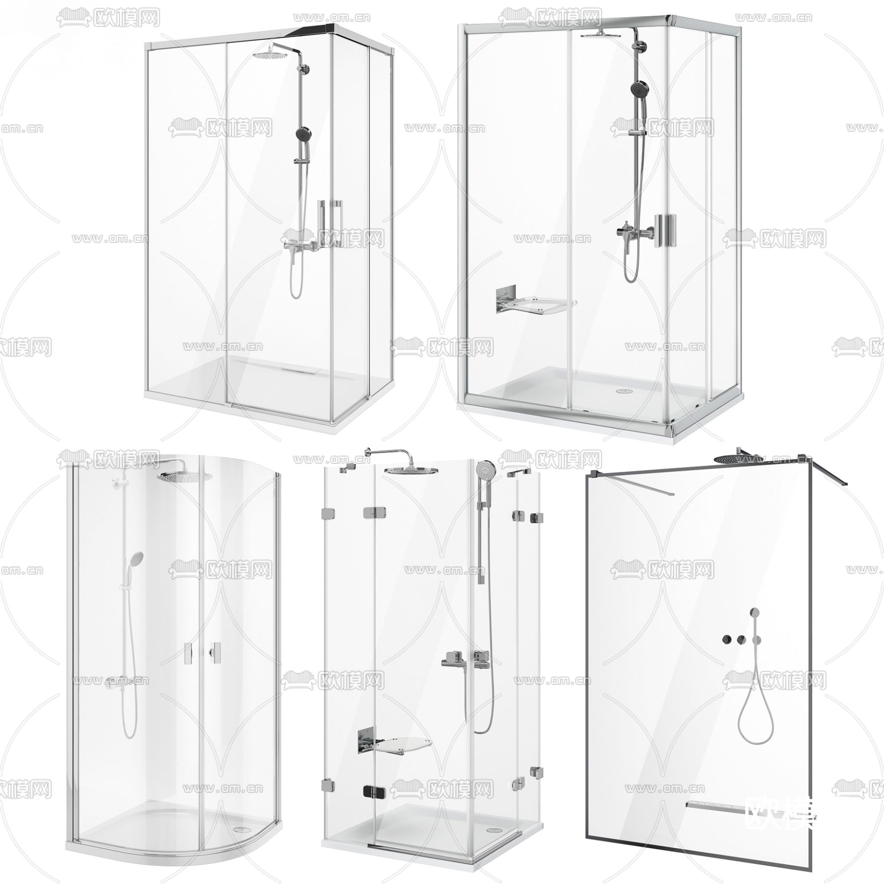 现代玻璃淋浴房3d模型下载