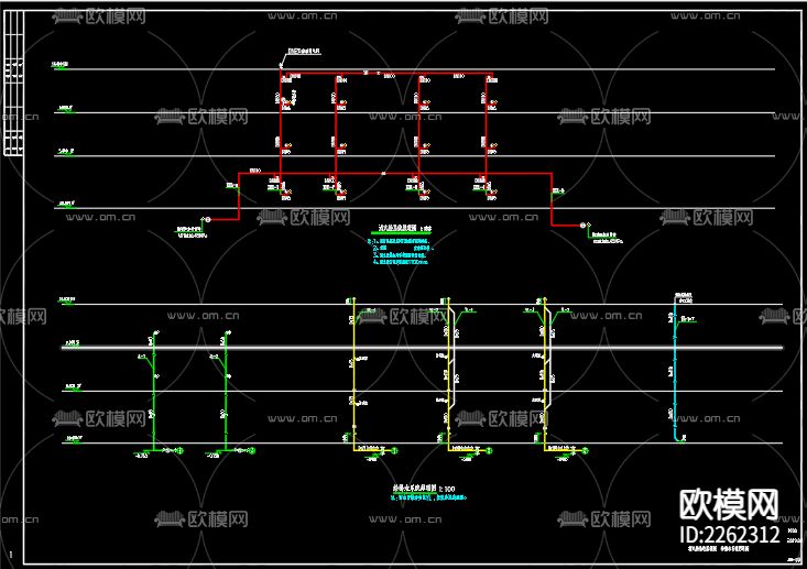物流园12号商业给排水CAD施工图下载（渲染图4）